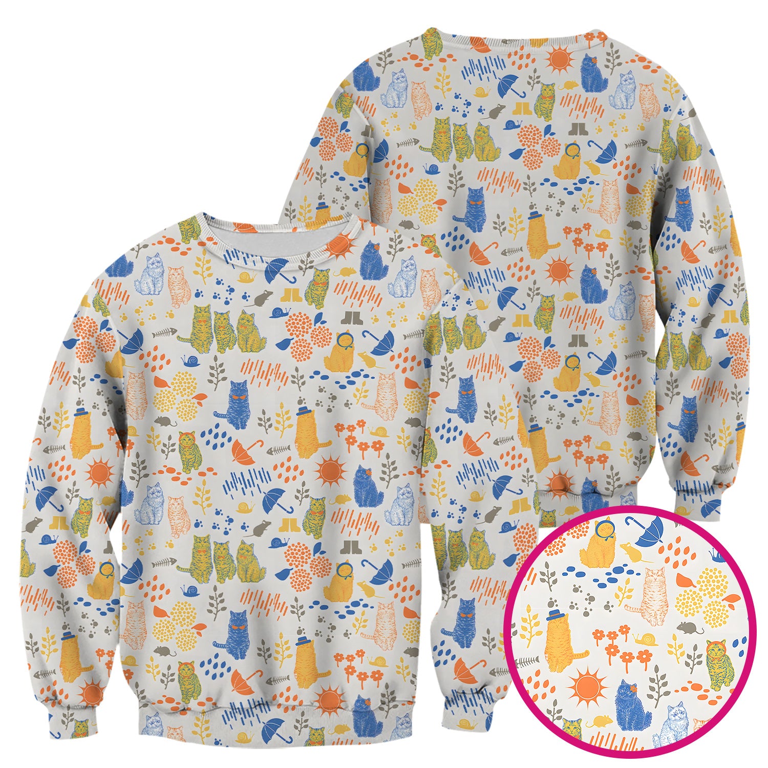 Cozy Rainy Day Cat Lover Nature Nurse Pattern Scrub Top, Comfortable Scrubs for Nurses