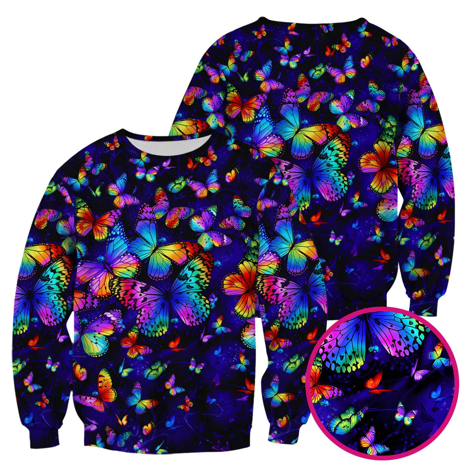 Vibrant Rainbow Butterfly Galaxy Pattern Scrub Top, Comfortable Scrubs for Nurses