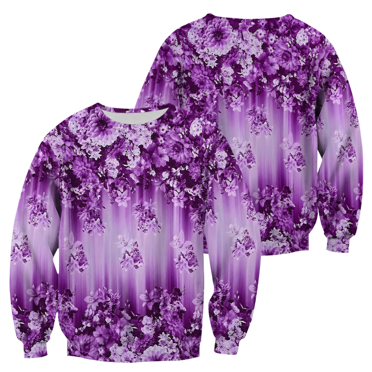 Purple Blossom Garden Pattern Scrub Top, Comfortable Scrubs for Nurses