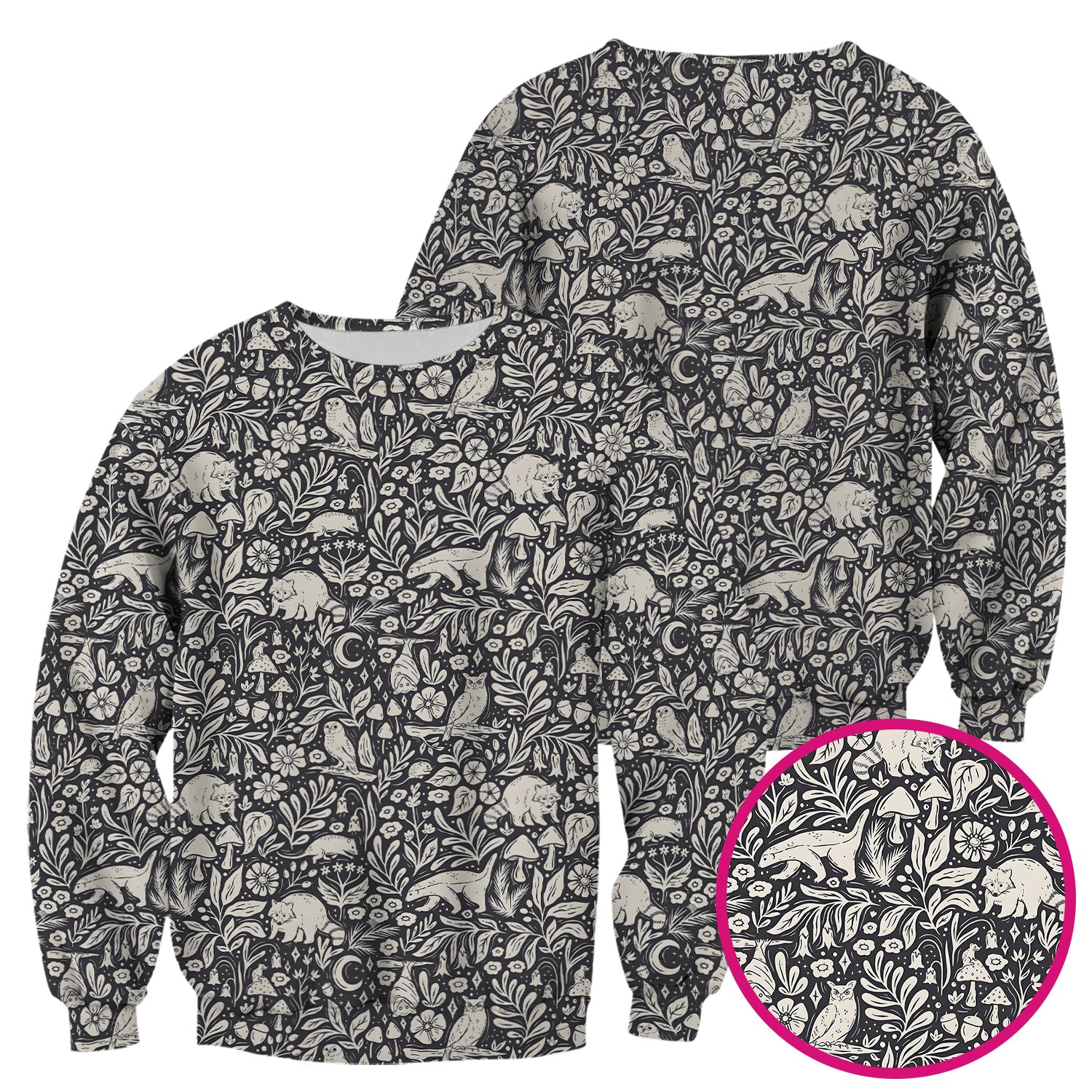 Woodland Animal Forest Pattern Scrub Top, Comfortable Scrubs for Nurses