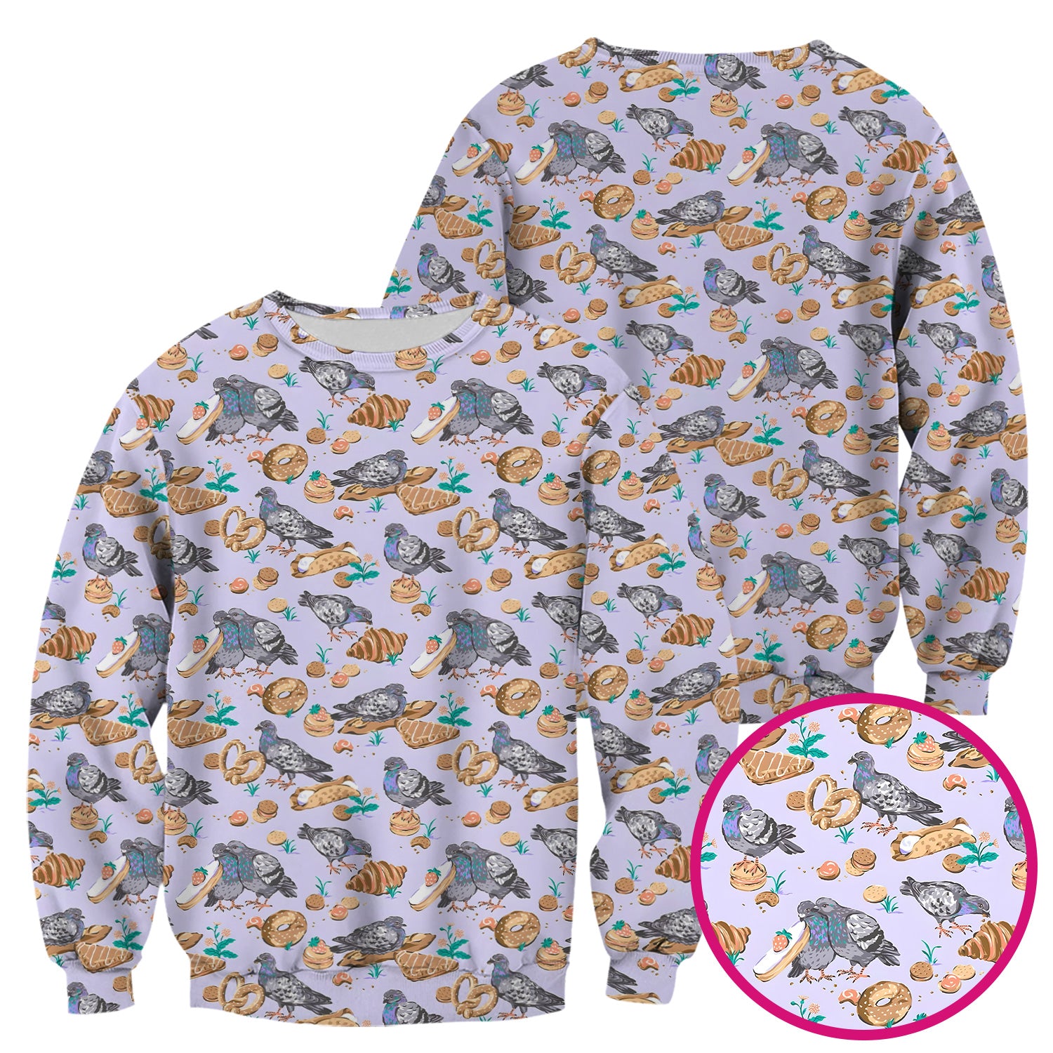Funny Pigeon Bread Snack Nurse Pattern Scrub Top, Comfortable Scrubs for Nurses