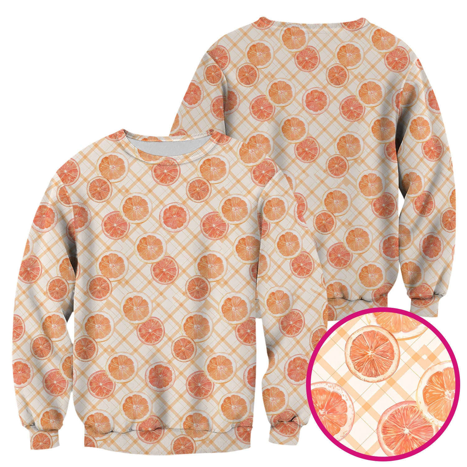 Fresh Grapefruit Slice Summer Fruit Pattern Scrubs Top, Comfortable Scrubs for Nurses