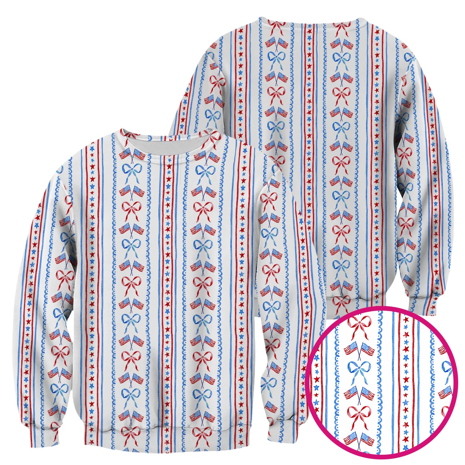 Patriotic USA Flag Bow Stripe Pattern Scrub Top, Comfortable Scrubs for Nurses