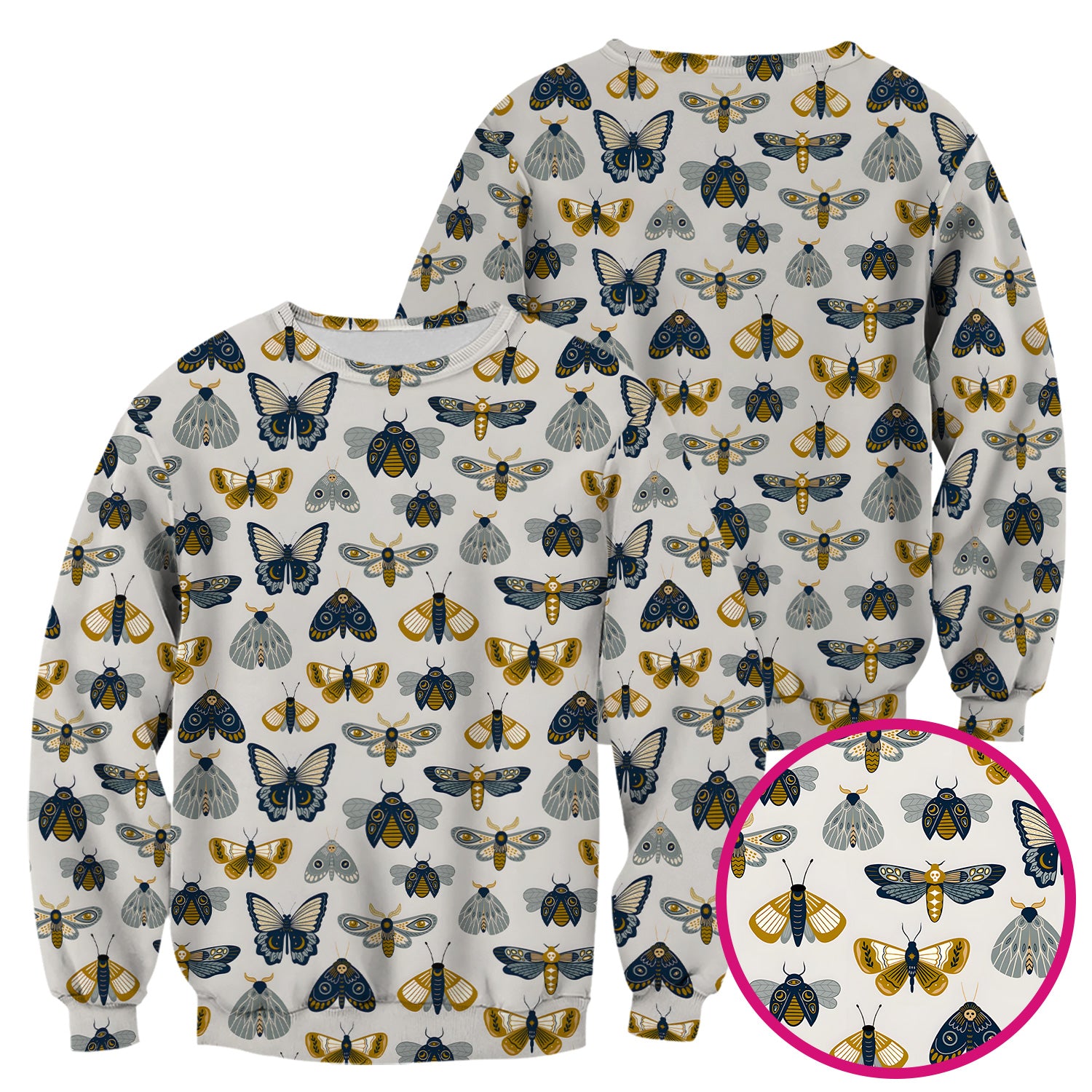 Cute Butterfly Moth Insect Pattern Scrub Top, Comfortable Scrubs for Nurses