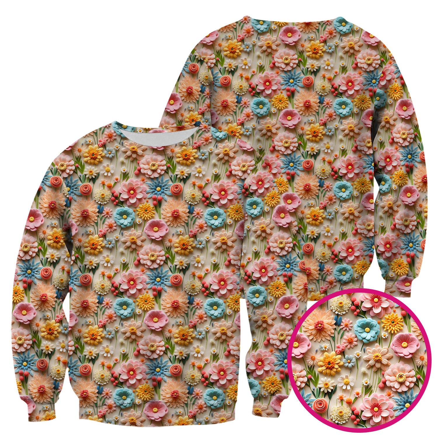 Colorful Blooming Wildflower Pattern Scrub Top, Comfortable Scrubs for Nurses