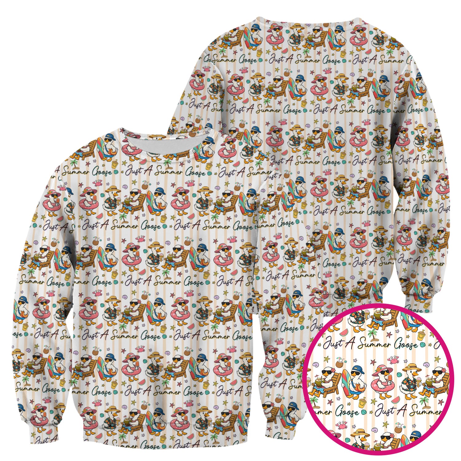 Summer Beach Goose Vacation Pattern Scrub Top, Comfortable Scrubs for Nurses