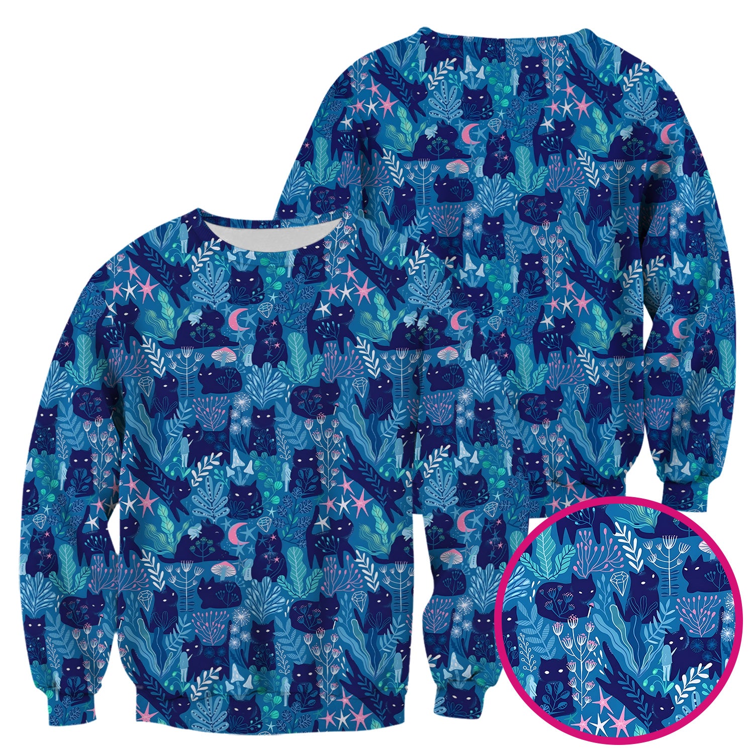 Adorable Celestial Cat Moon Star Pattern Scrub Top, Comfortable Scrubs For Nurses