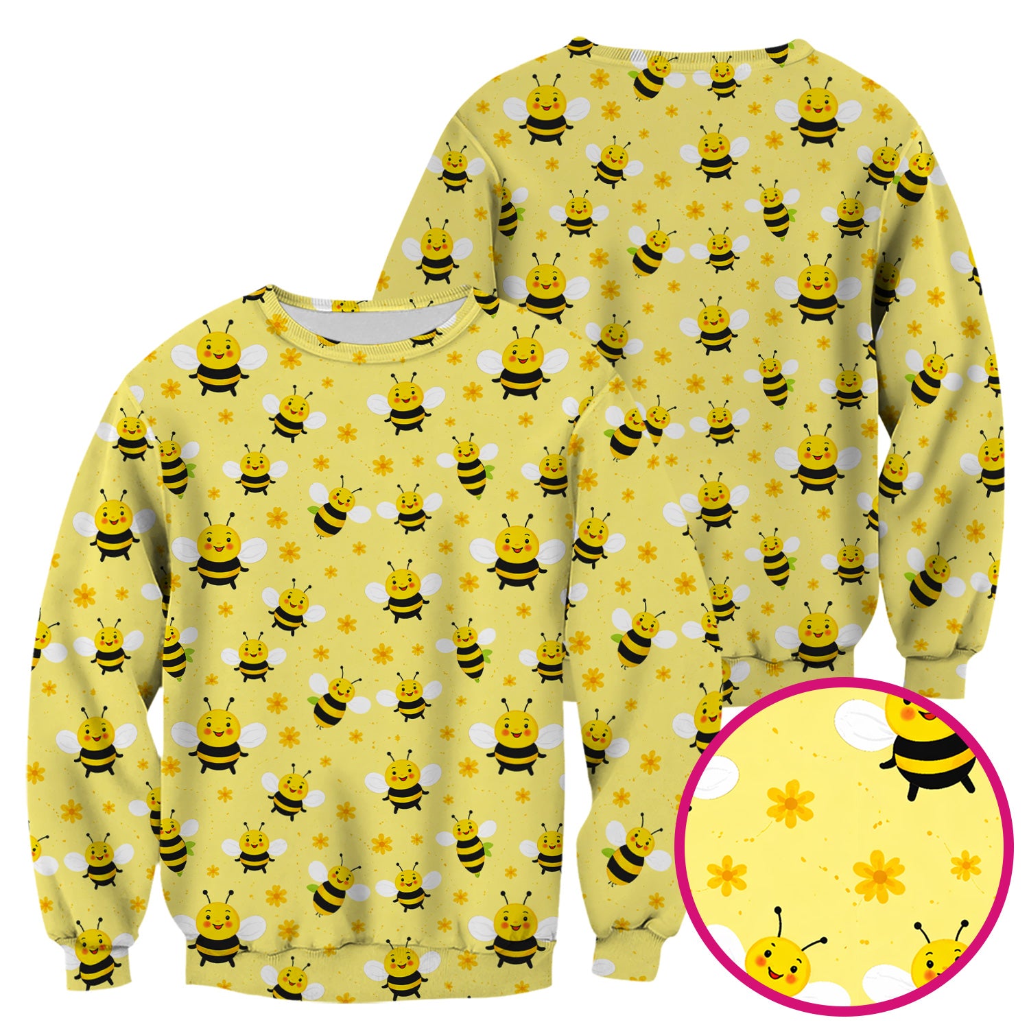 Cute Smiling Bee Yellow Floral Print Scrubs, Comfortable Scrubs for Nurses