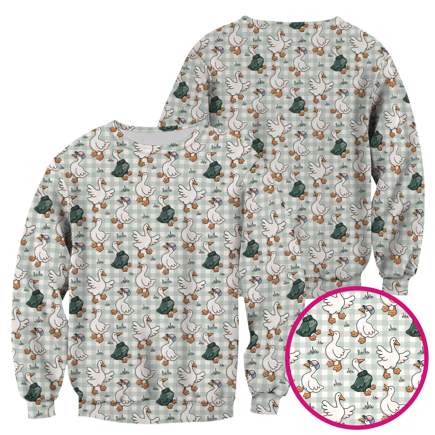 Funny Goose Wearing Sweater On Plaid Background Pattern Scrub Top, Comfortable Scrubs for Nurses