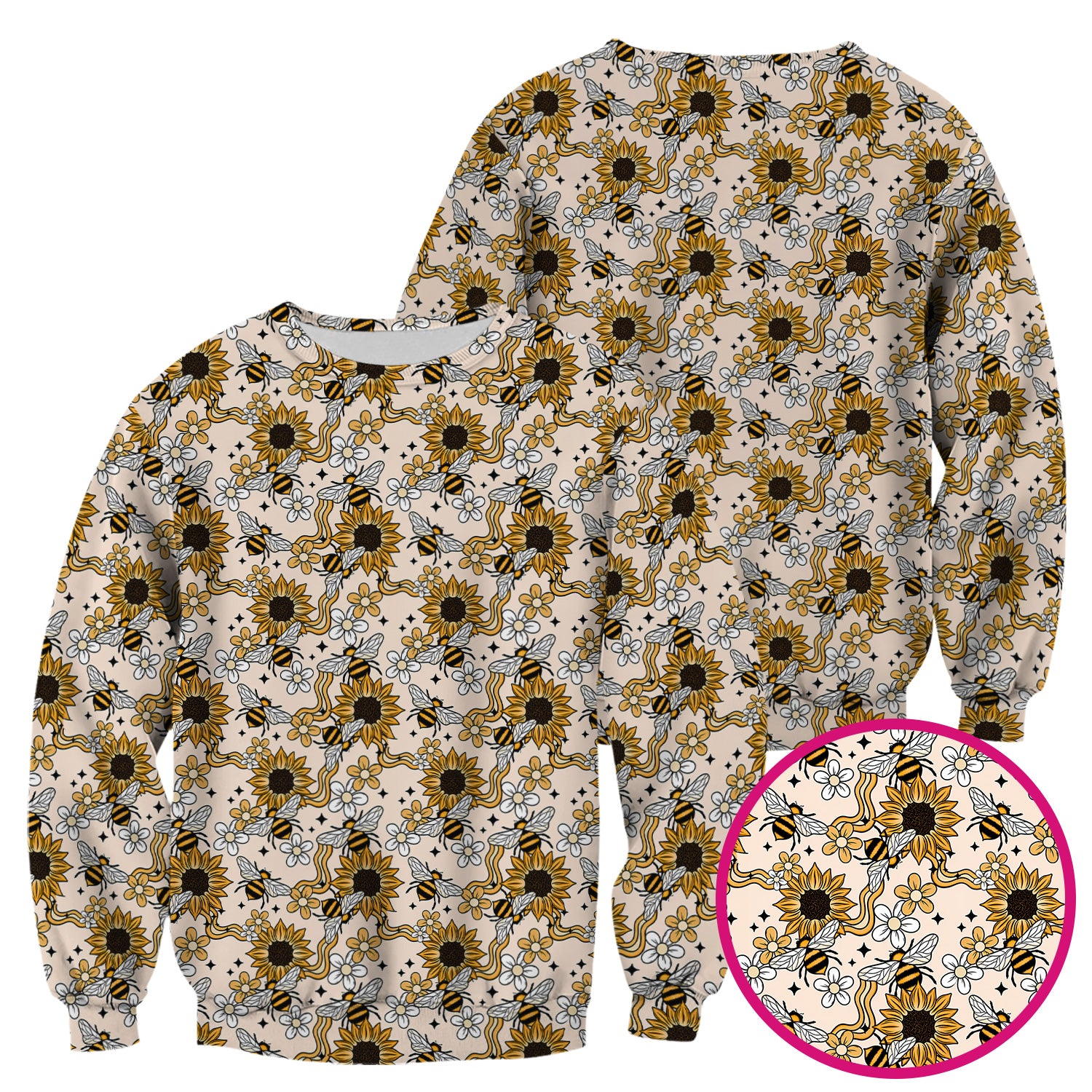 Sunflower And Honey Bee Floral Scrub Top, Breathable Fabrics Nursing Uniform