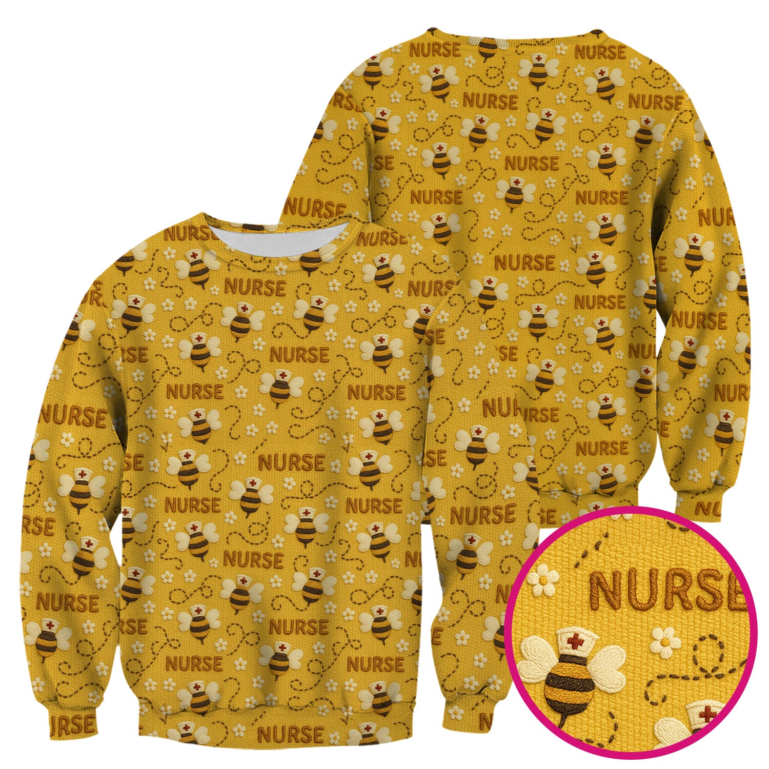 Honey Bee Nurse Scrub Top – Cute Bumblebee Medical Pattern – Cheerful Uniform for Nurses, Vets and Healthcare Workers