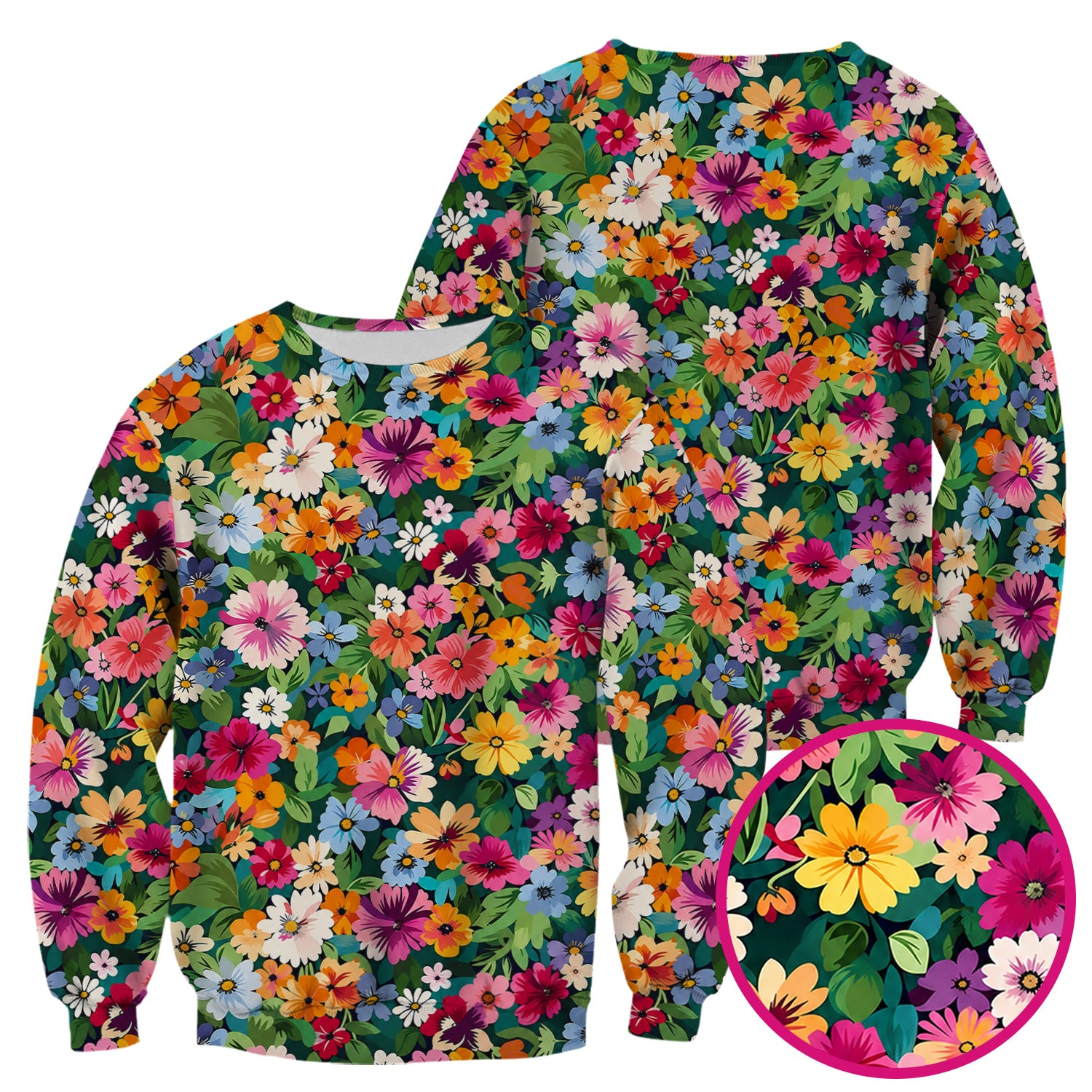 Colorful Wildflower Garden Pattern Scrub Top, Comfortable Scrubs for Nurses