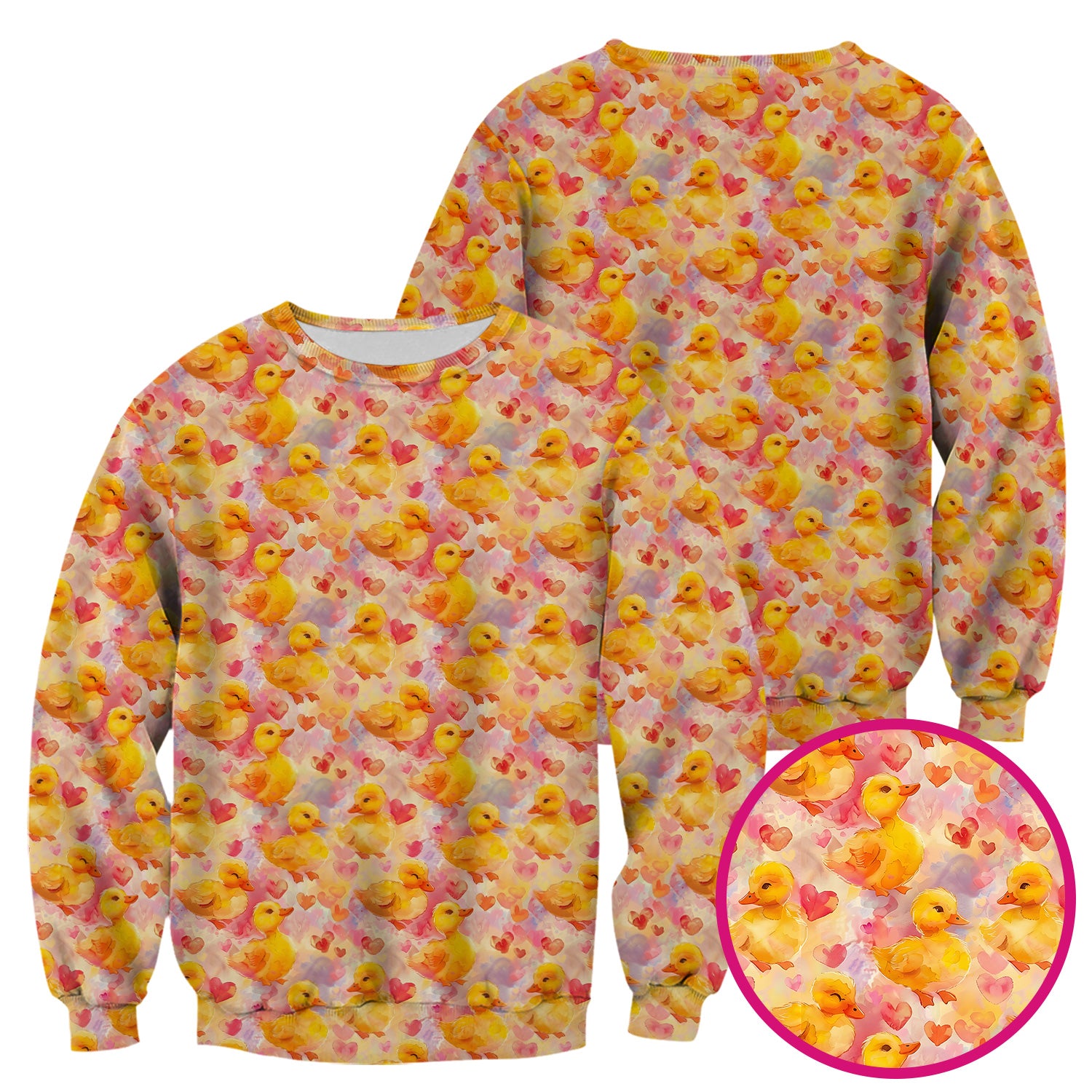 Cute Duck Heart Watercolor Pattern Scrub Top, Comfortable Scrubs for Nurses