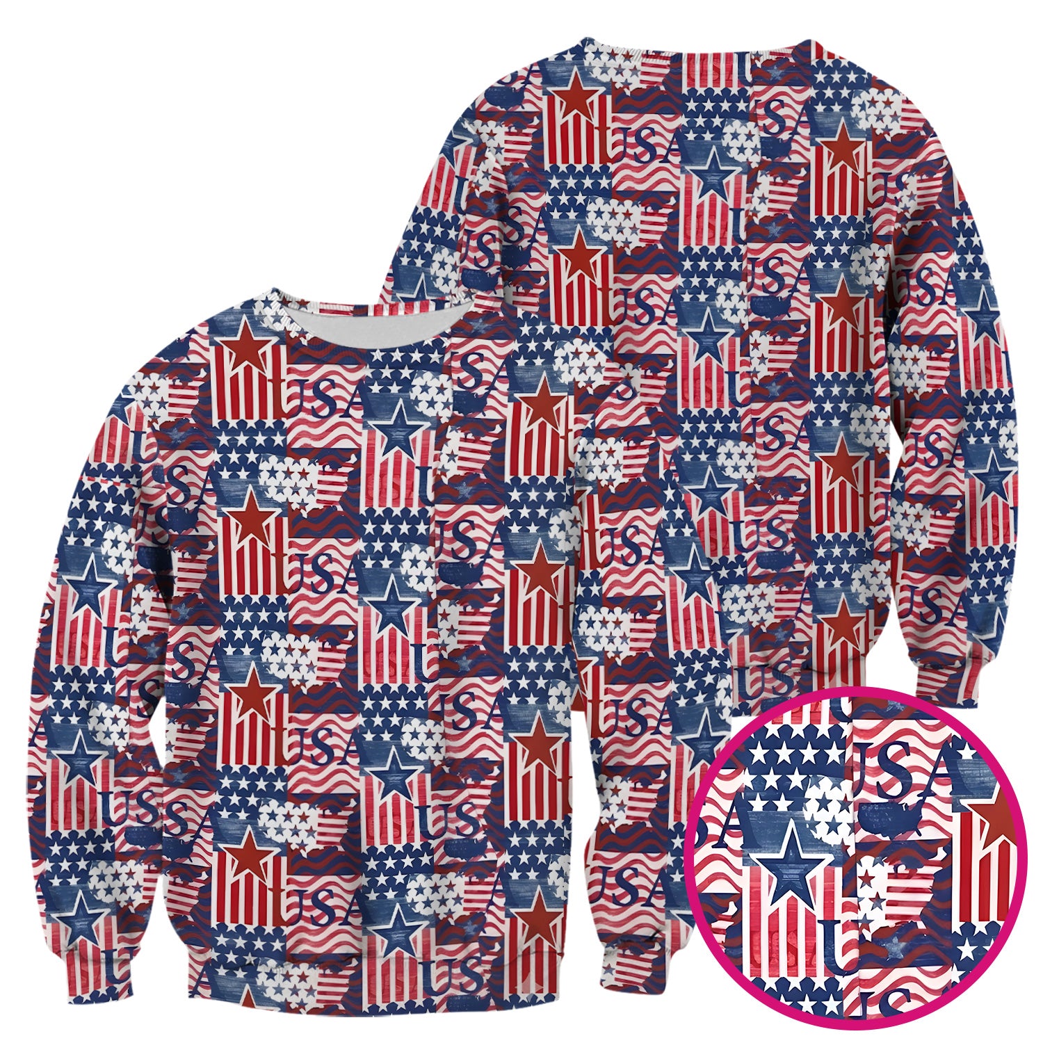 Patriotic USA Star Patchwork Pattern Scrub Top, Comfortable Scrubs for Nurses