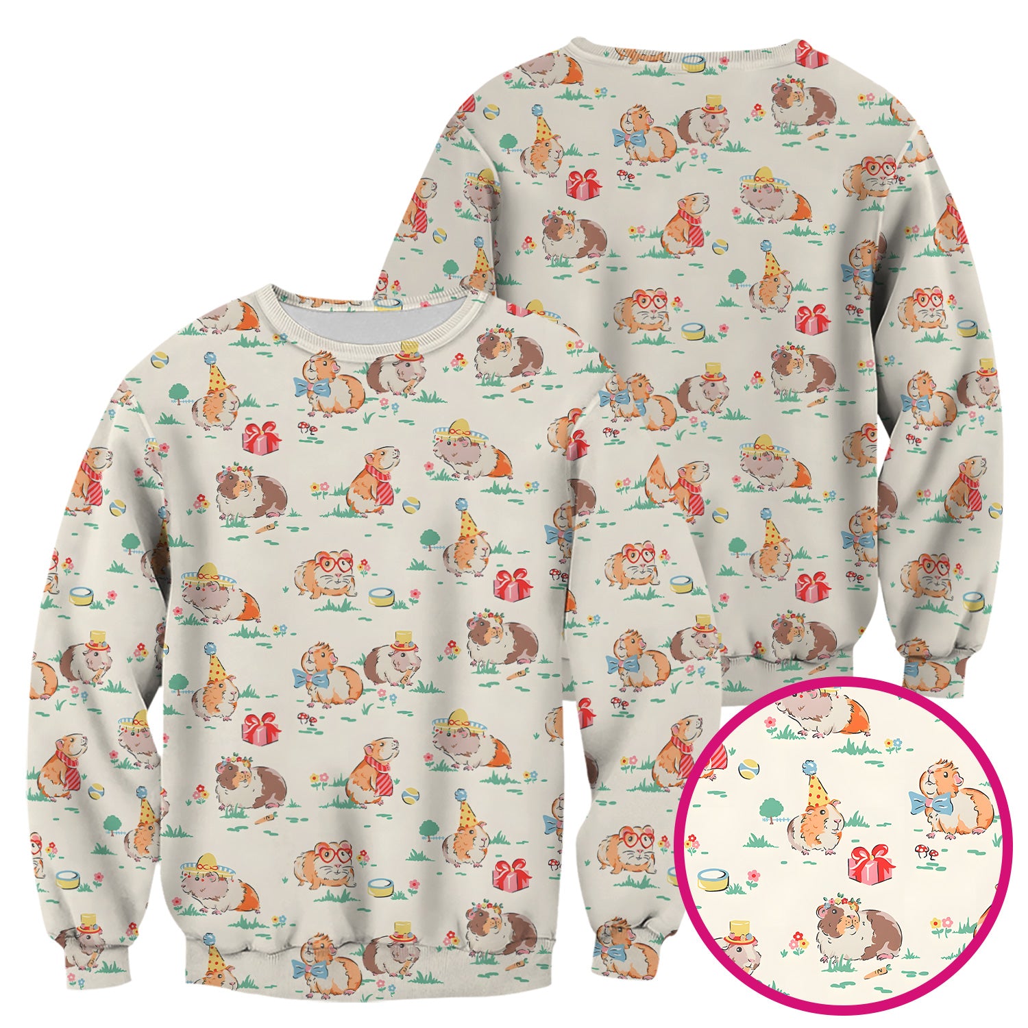 Cute Guinea Pig Party Nurse Pattern Scrub Top, Comfortable Scrubs for Nurses