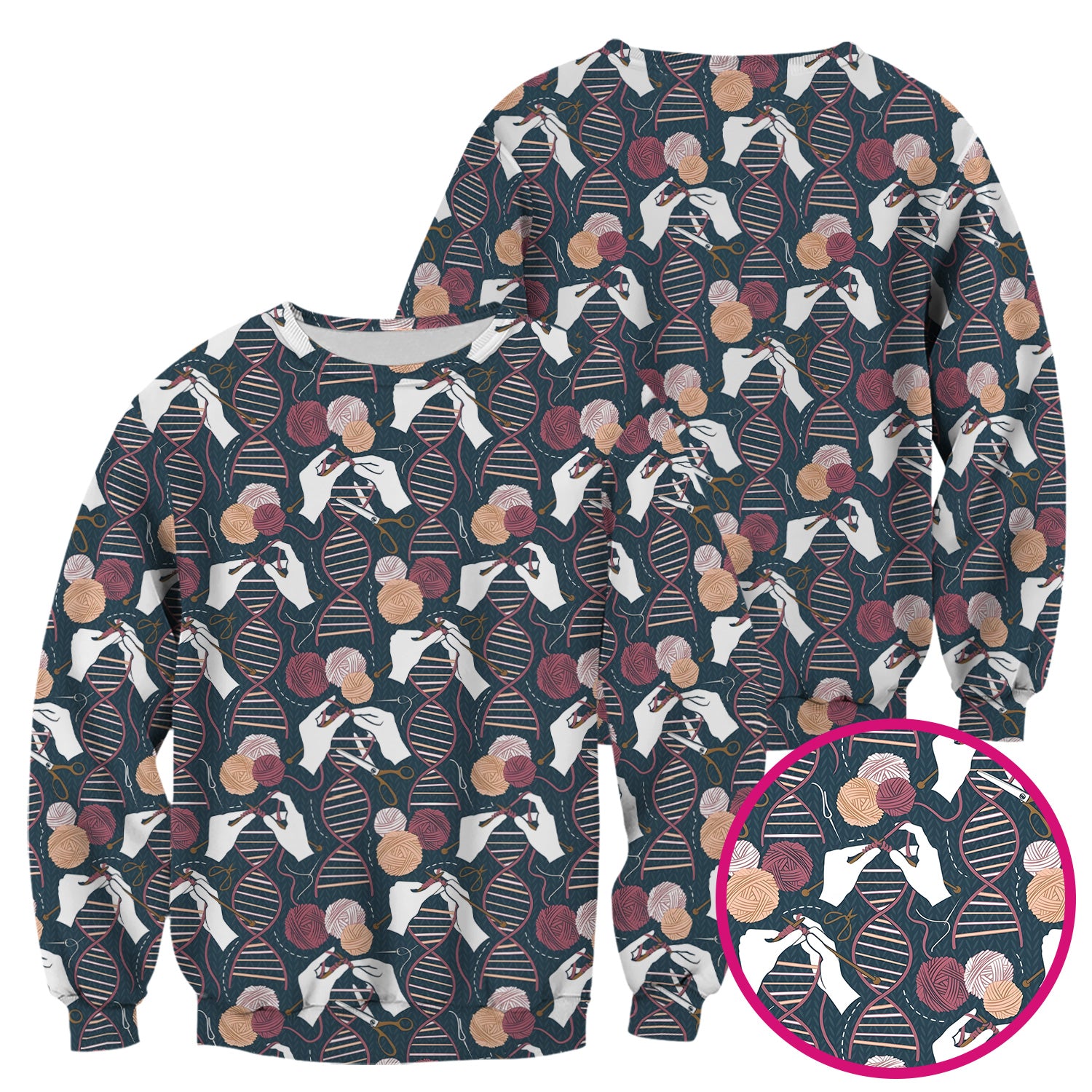 DNA Helix Yarn Pattern Scrub Top, Comfortable Scrubs for Nurses