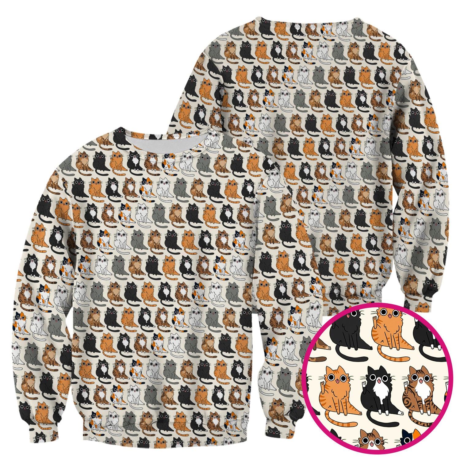 Cute Cartoon Cat Pattern Scrub Top, Comfortable Scrubs for Nurses