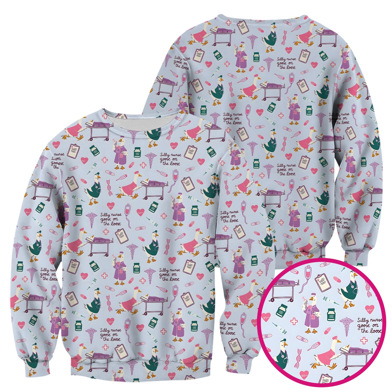 Goose Medical Humor Tools Pattern Scrub Top, Comfortable Scrubs for Nurses
