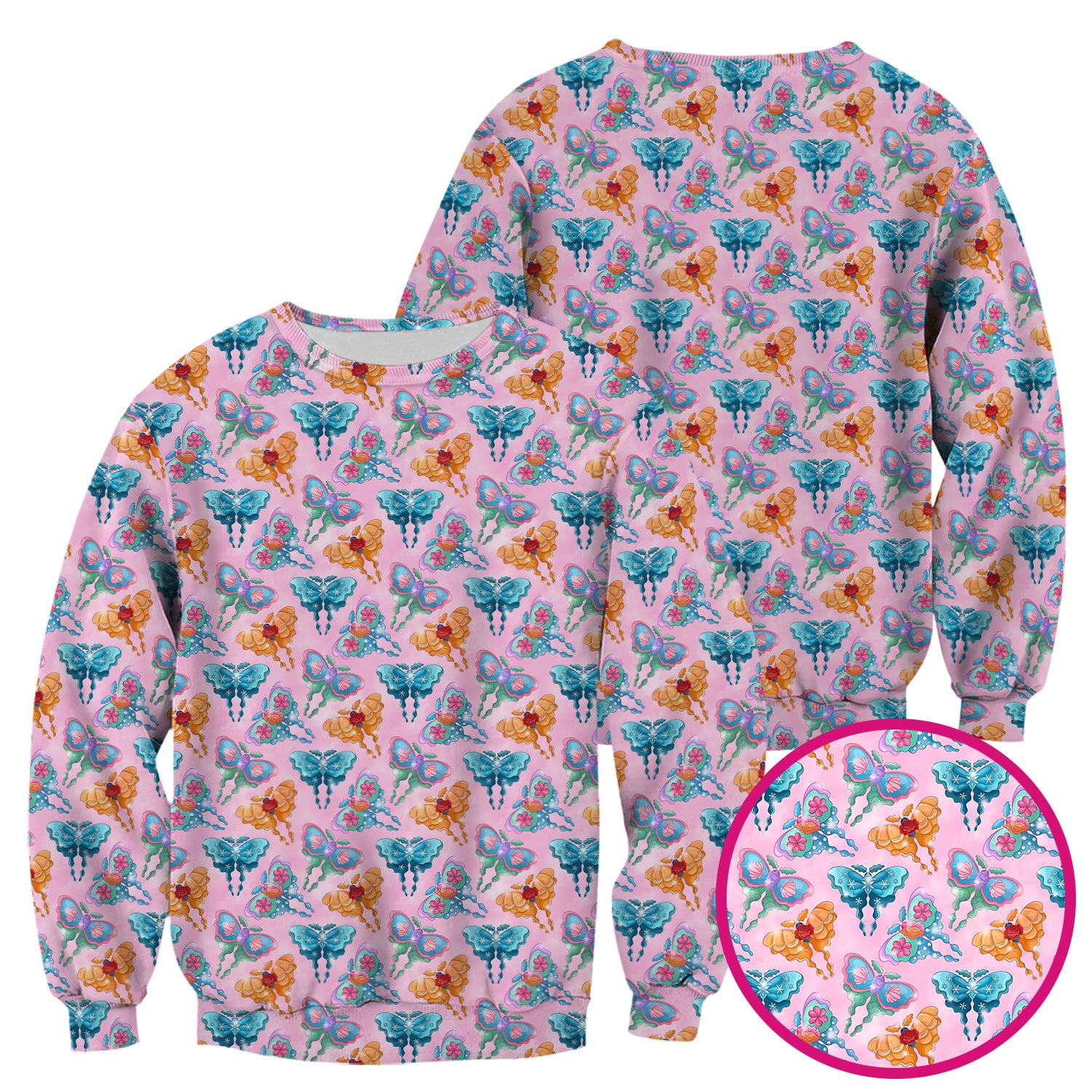 Colorful Butterfly With Floral Blossom Pattern Scrub Top, Comfortable Scrubs for Nurses