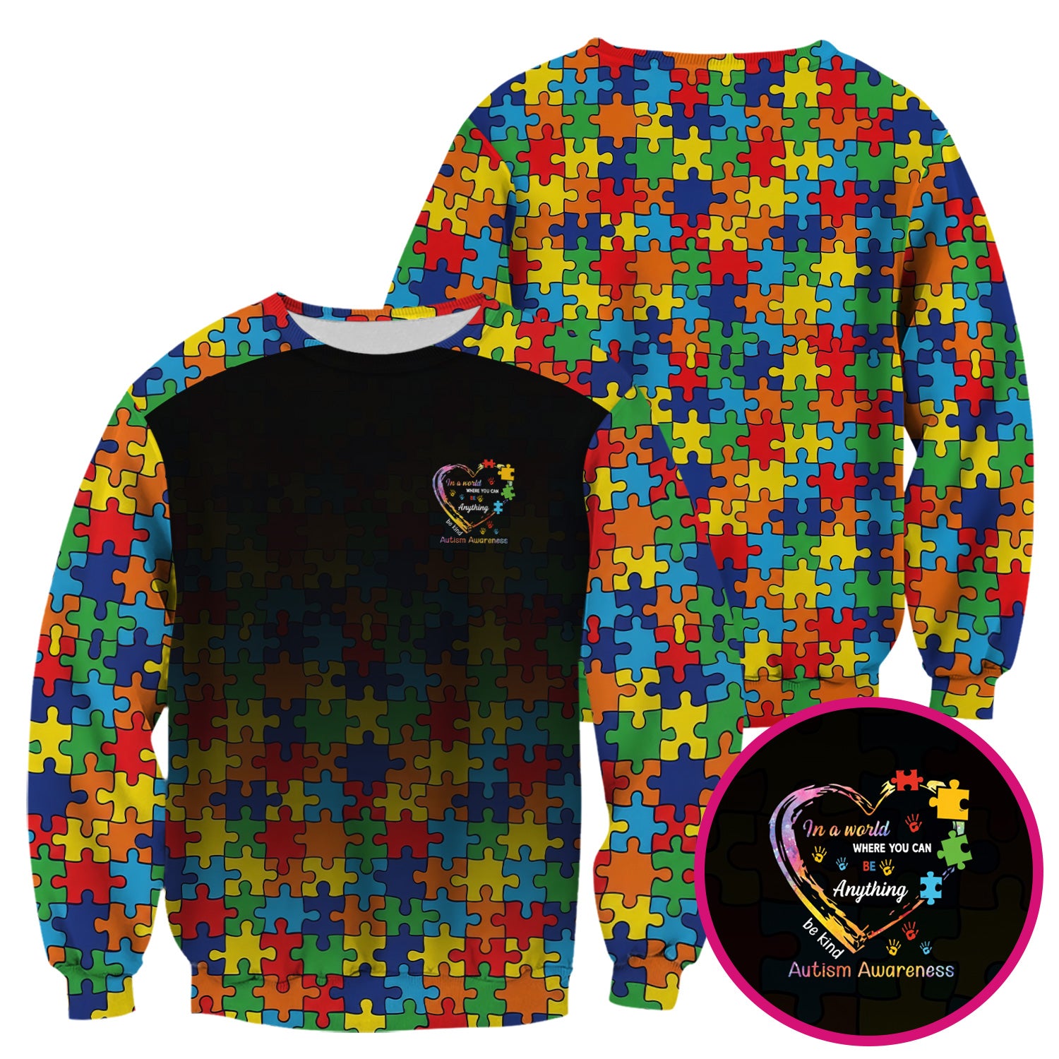 Autism Awareness Nurse Scrub Top, Puzzle Heart Print Full Design, Gift for Nurse