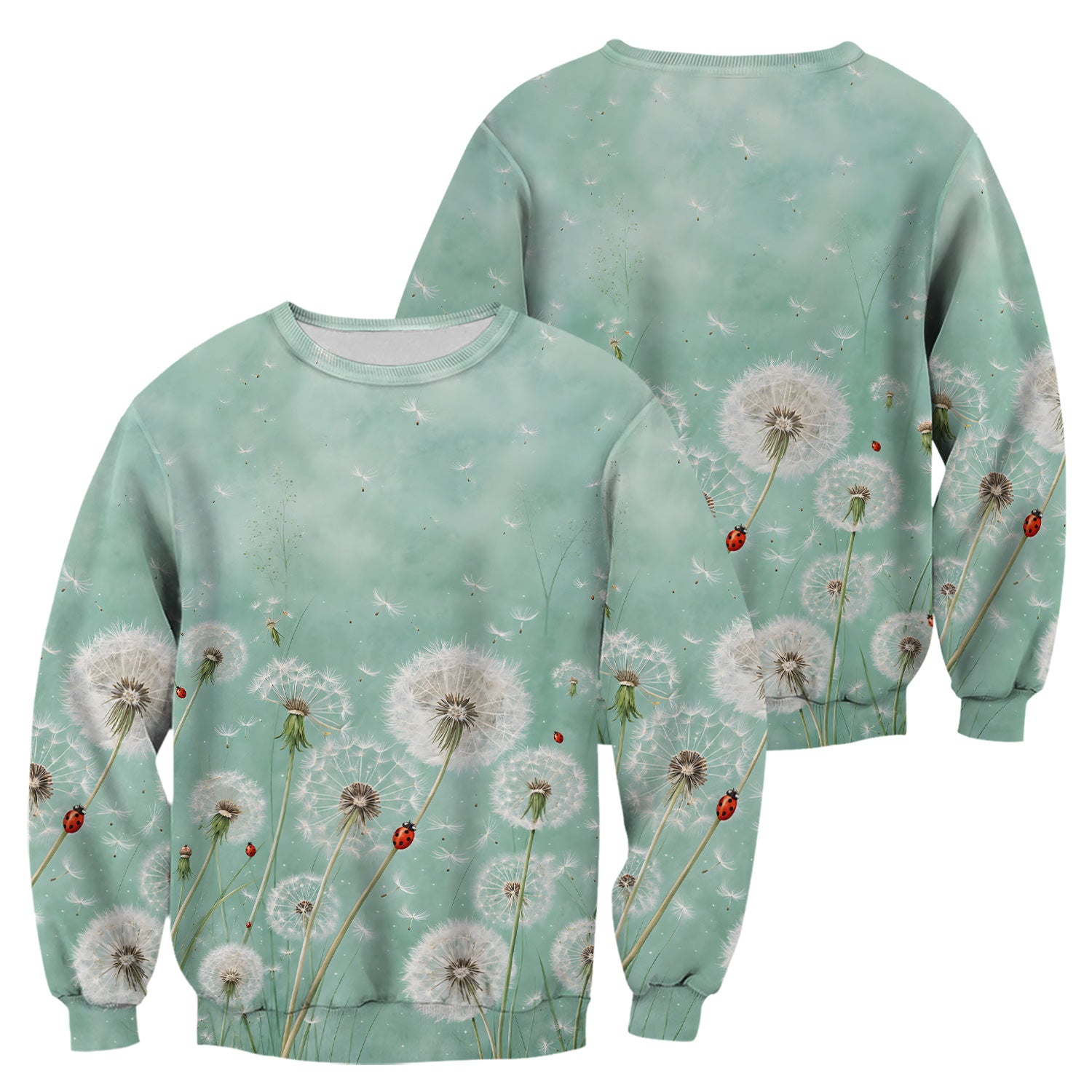 Dandelion Wishes Ladybug Meadow Pattern Scrub Top, Comfortable Scrubs for Nurses