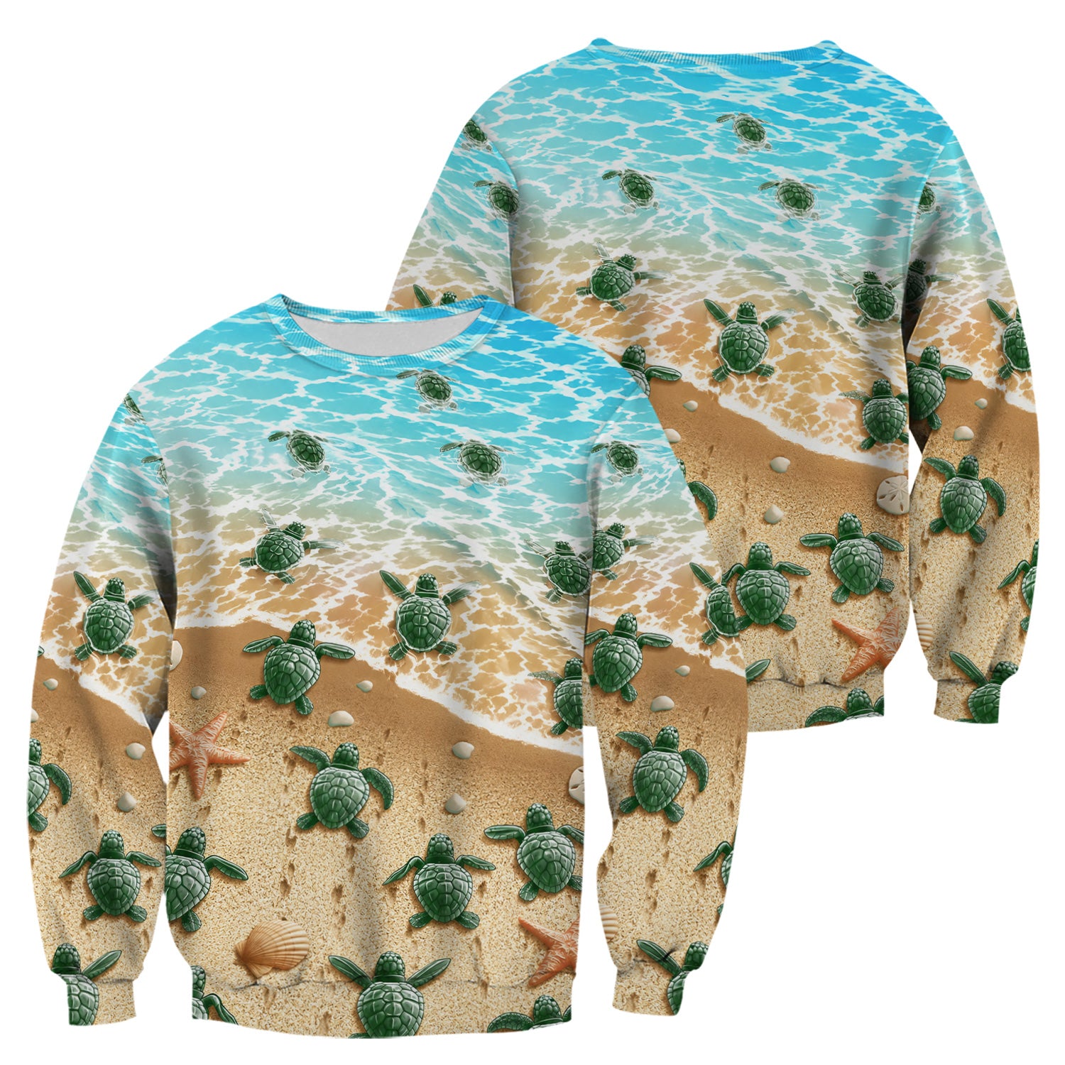 Coastal Sea Turtle Beach Pattern Scrub Top, Comfortable Scrubs for Nurses