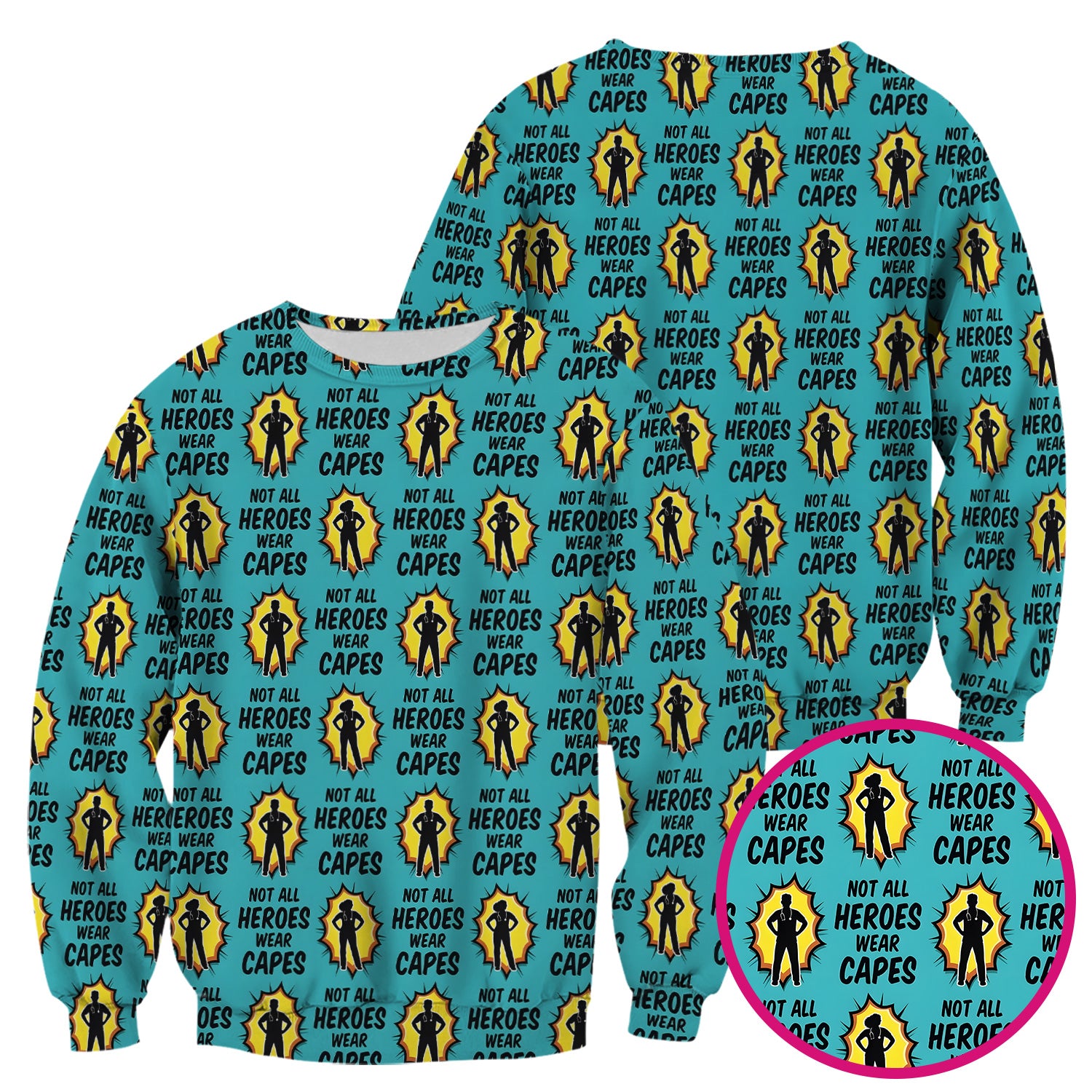 Not All Heroes Wear Capes Nurse Pattern Scrub Top, Comfortable Scrubs for Nurses