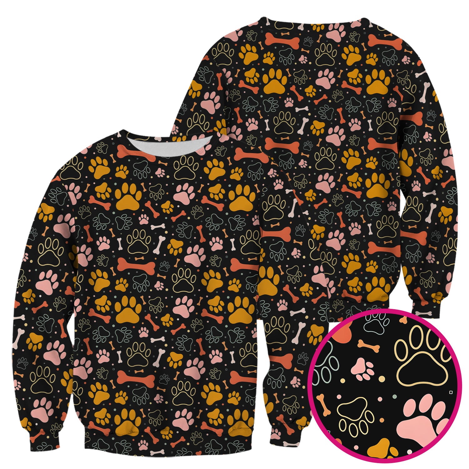 Cute Paw Print Dog Pattern Scrub Top, Comfortable Scrubs for Nurses