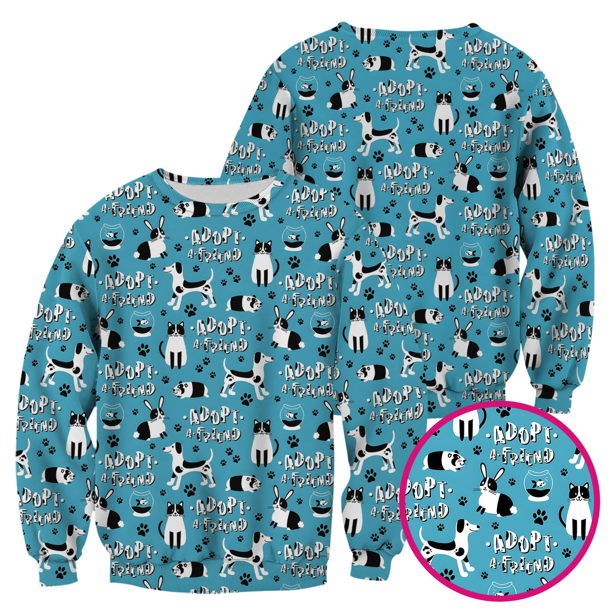 Cute Adopt A Friend Pet Pattern Scrub Top, Comfortable Scrubs for Nurses