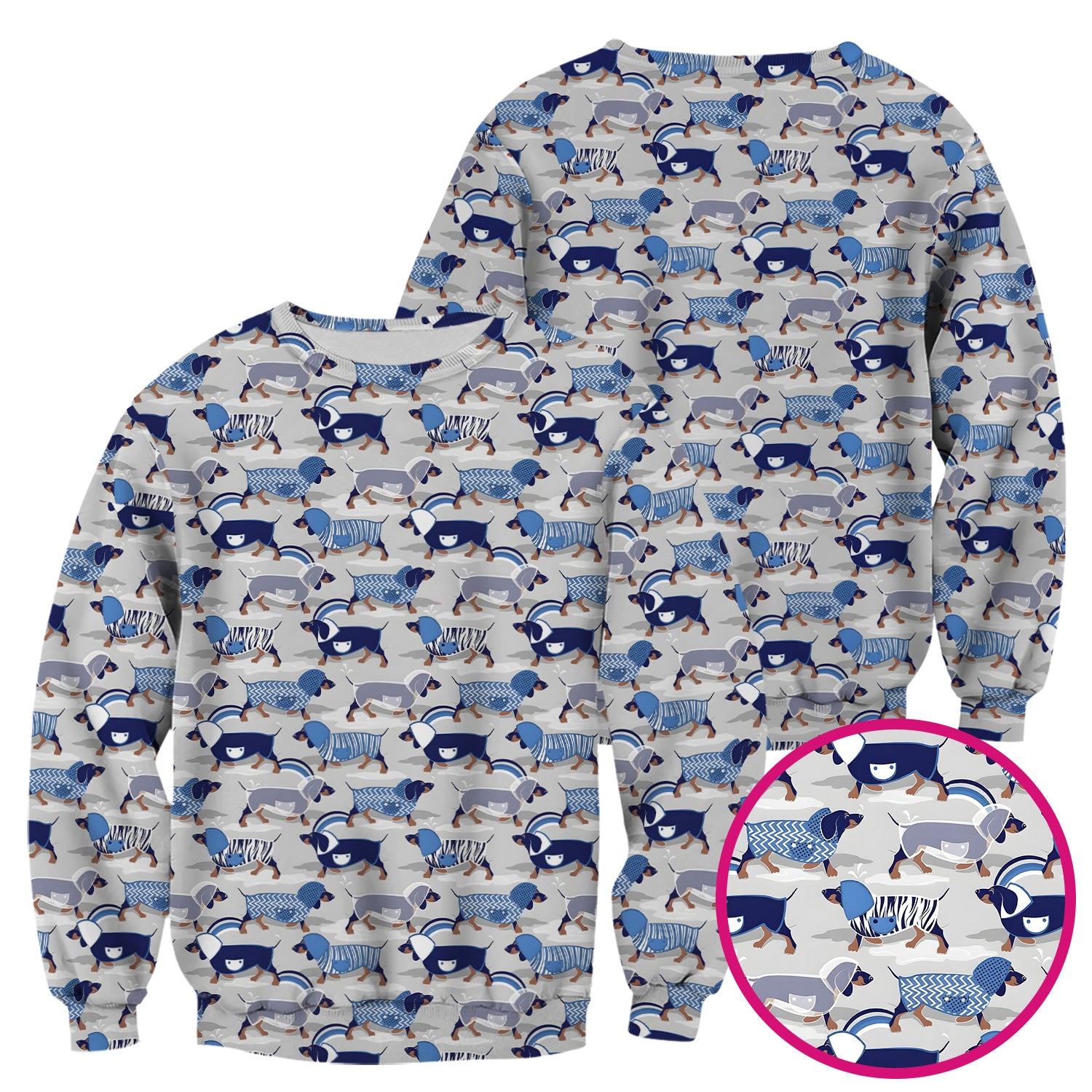 Cute Dachshund Raincoat Parade Pattern Scrub Top, Comfortable Scrubs for Nurses