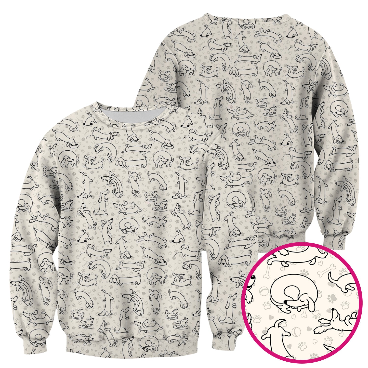 Playful Dachshund Dog Line Art Print Scrub Top, Comfortable Scrubs for Nurses
