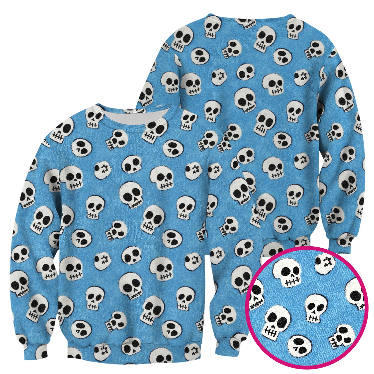 Blue Skull Halloween Pattern Scrub Top, Comfortable Scrubs for Nurses