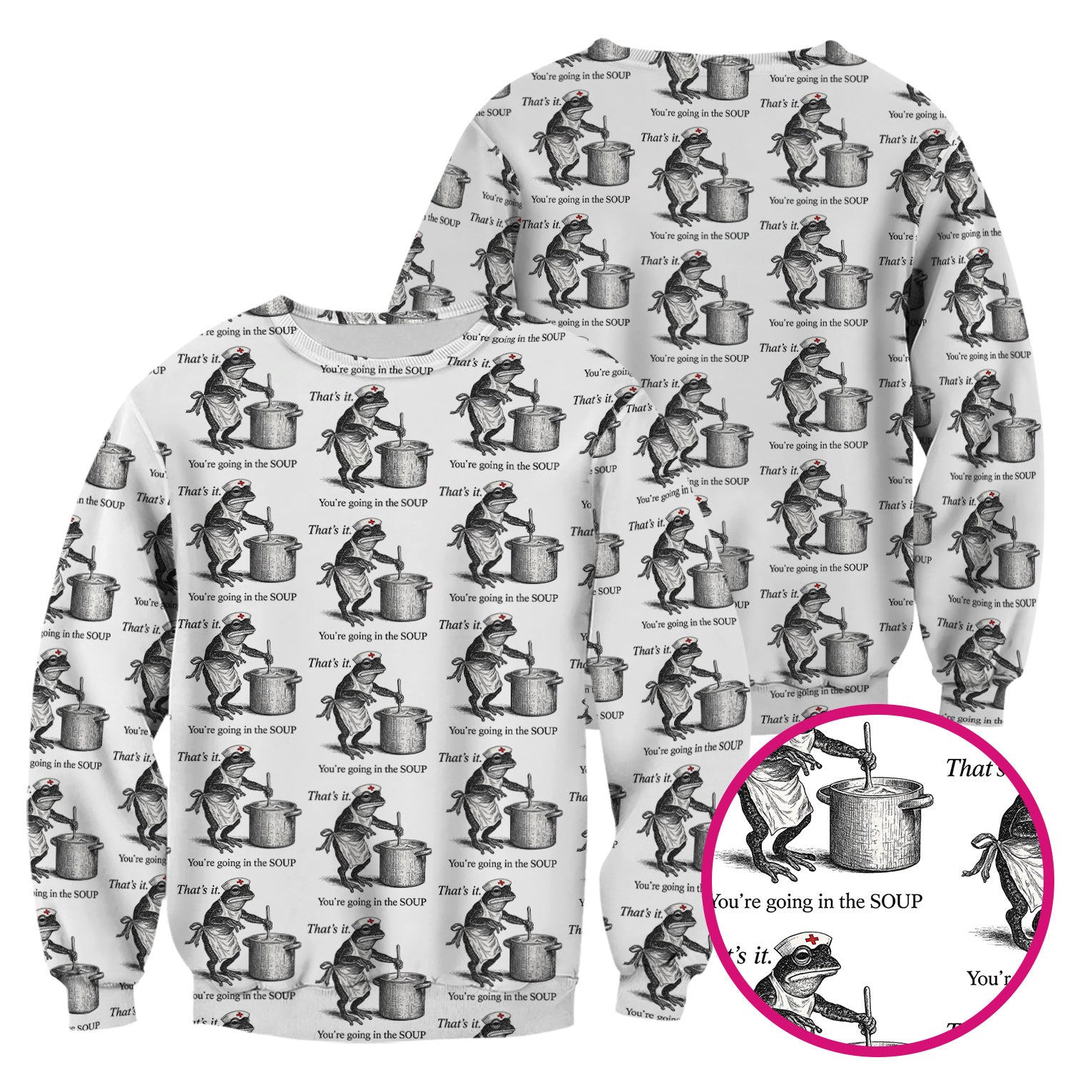 Funny Nurse Frog Cooking Soup Vintage Pattern Scrub Top, Comfortable Scrubs for Nurses