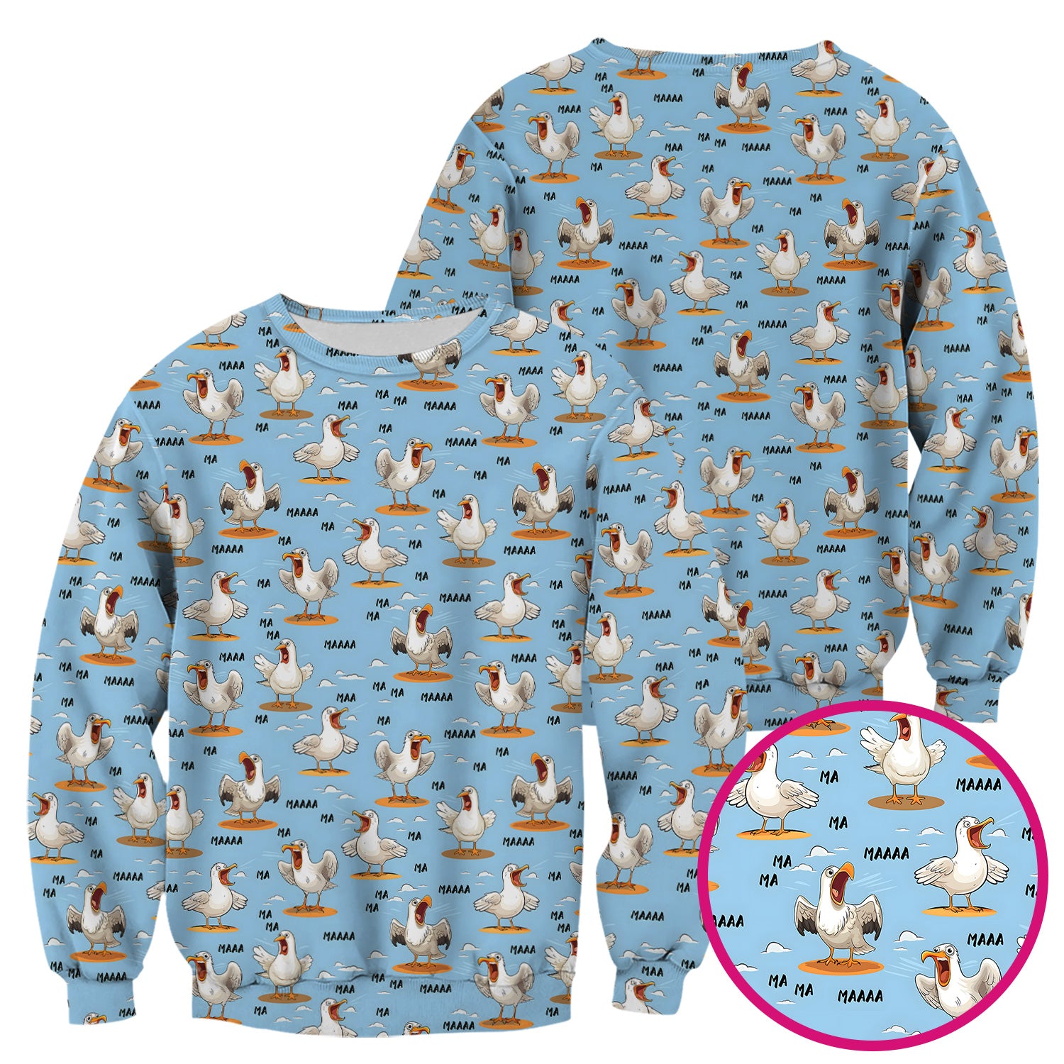 Funny Screaming Seagull Sky Pattern Scrub Top, Comfortable Scrubs for Nurses