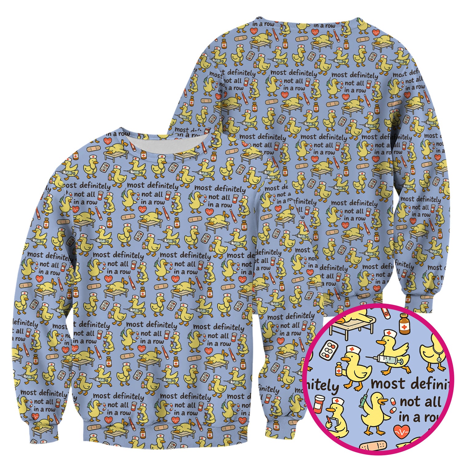 Funny Nurse Duck Medical Humor Pattern Scrub Top, Comfortable Scrubs for Nurses