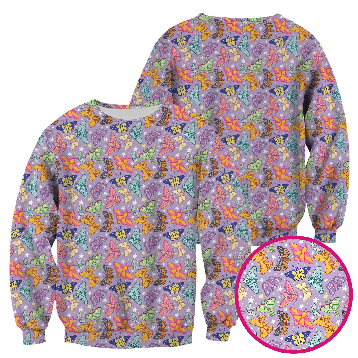 Colorful Butterfly Moth Pattern Scrub Top, Comfortable Scrubs for Nurses