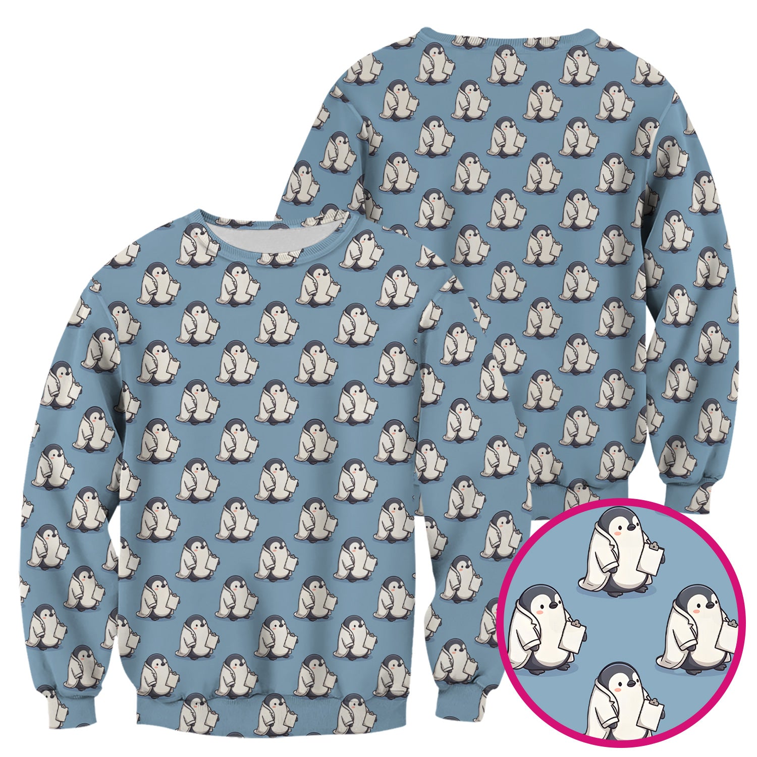 Penguin Nurse Medical Pattern Scrub Top, Comfortable Scrubs for Nurses