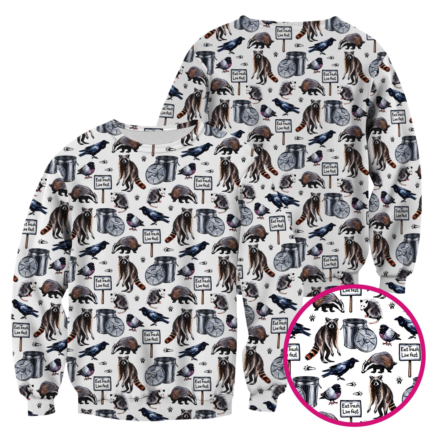Raccoon And Opossum Eat Trash Live Fast Scrub Top, Breathable Fabrics Nursing Uniform