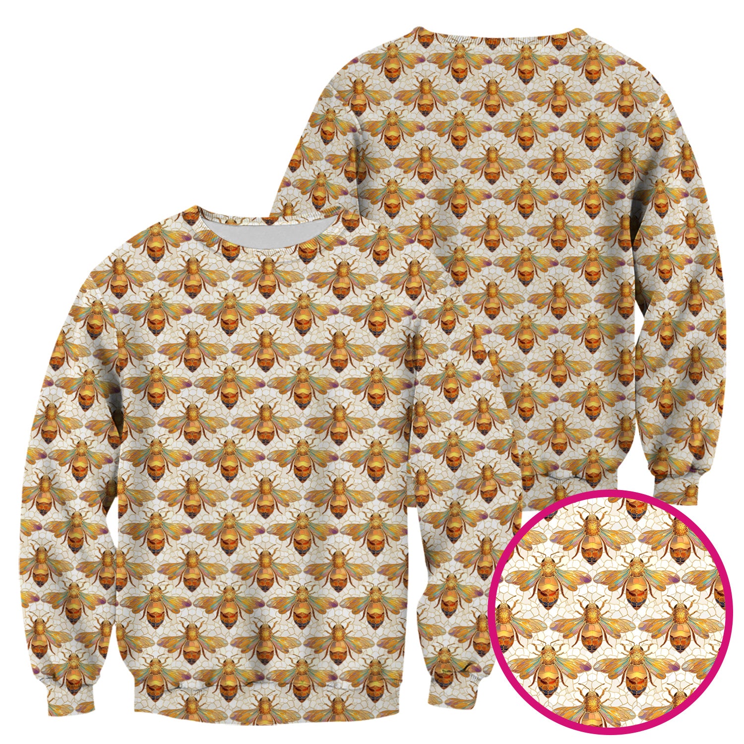 Golden Honey Bee Honeycomb Nurse Pattern Scrub Top, Comfortable Scrubs for Nurses