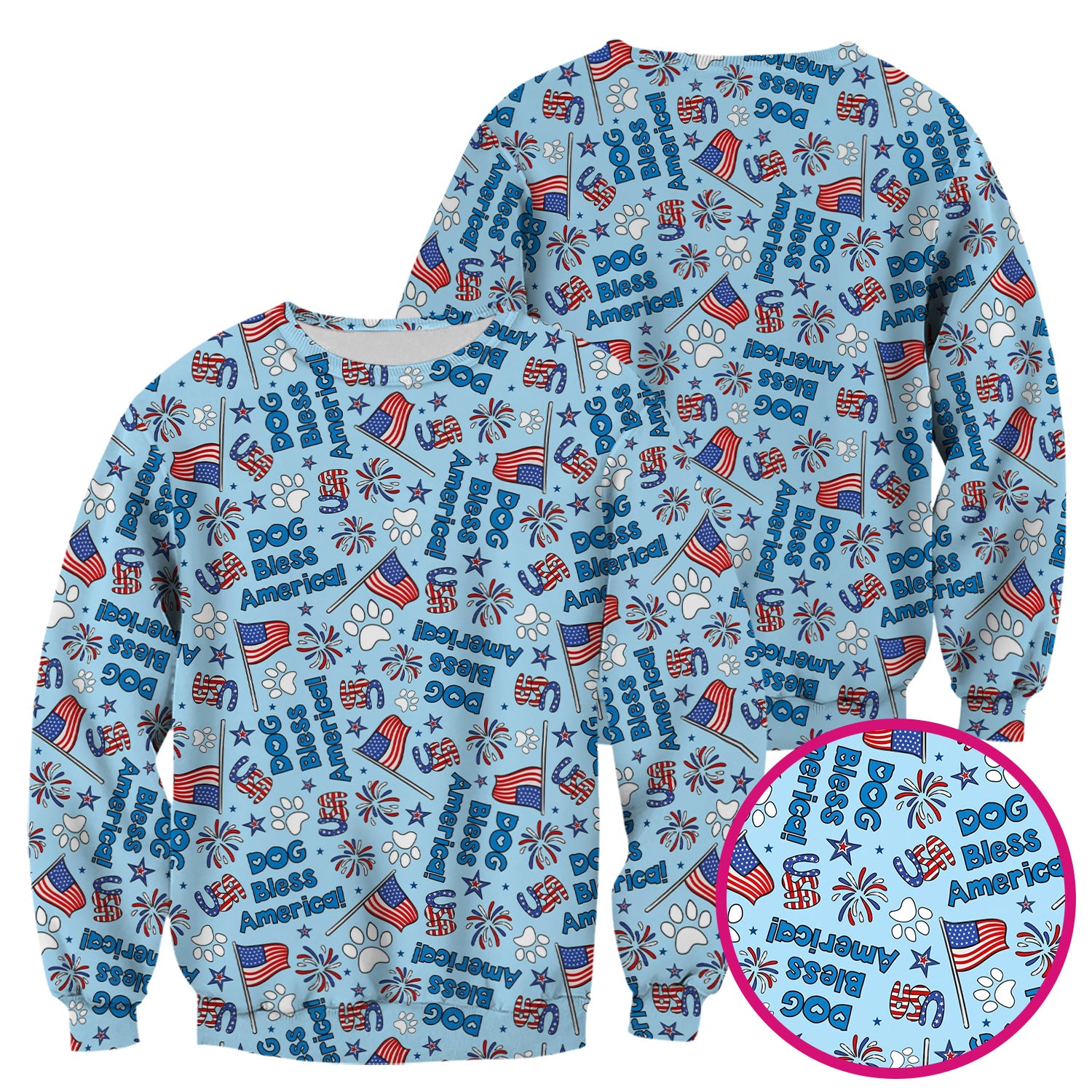 Funny Patriotic Dog Bless America Flag Pattern Scrub Top, Comfortable Scrubs for Nurses