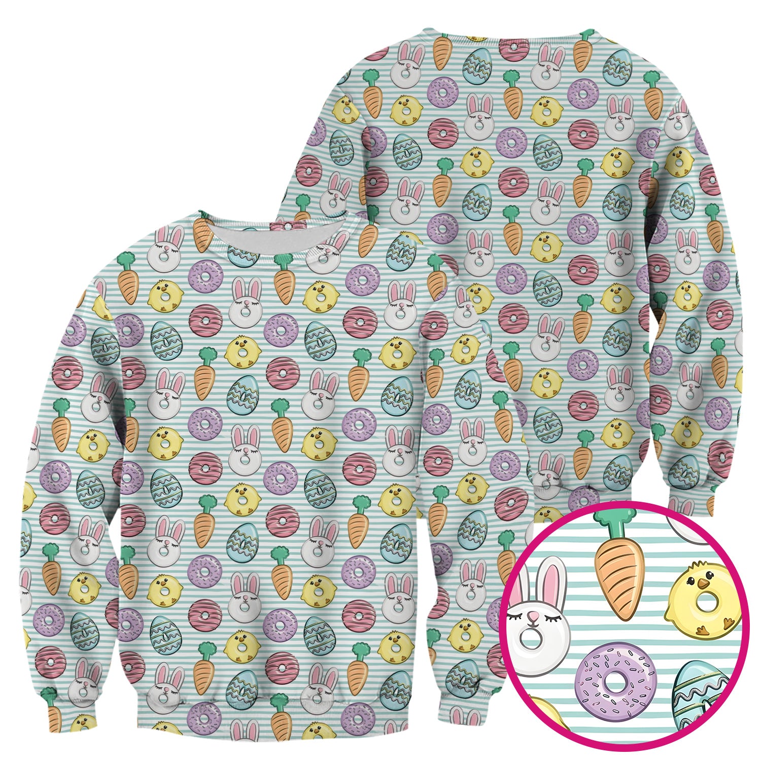 Funny Easter Chick Bunny Pattern Scrub Top, Breathable Fabrics Nursing Uniform