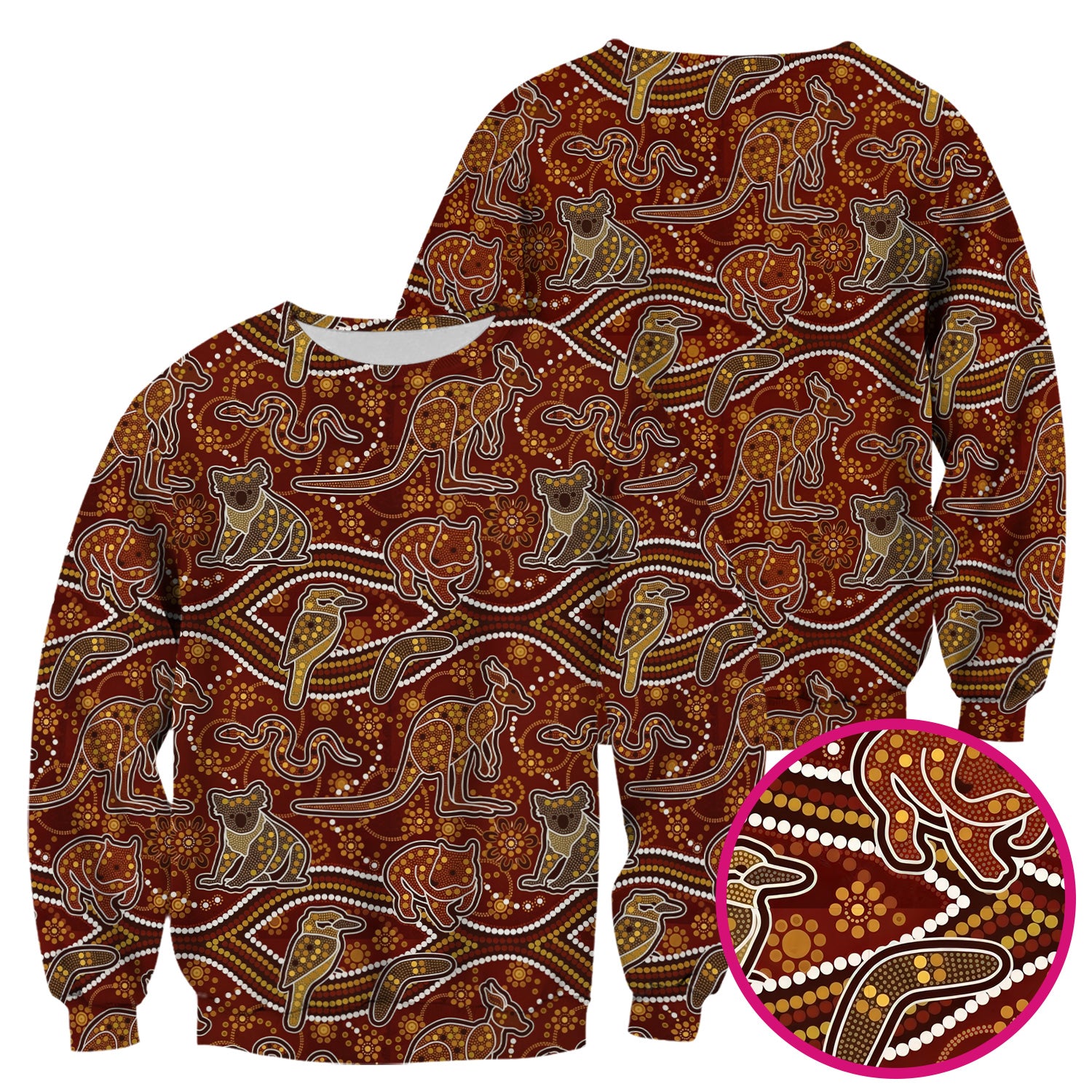 Australian Kangaroo Koala Aboriginal Art Pattern Scrubs Top, Comfortable Scrubs for Nurses