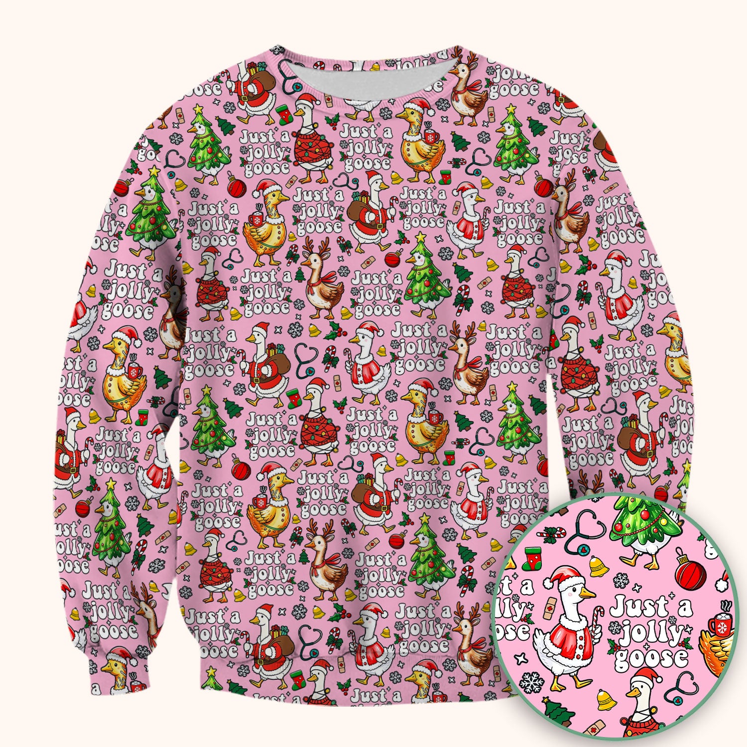 Christmas Goose Scrub Top for Nurse - Funny Jolly Holiday Medical Shirt for Women