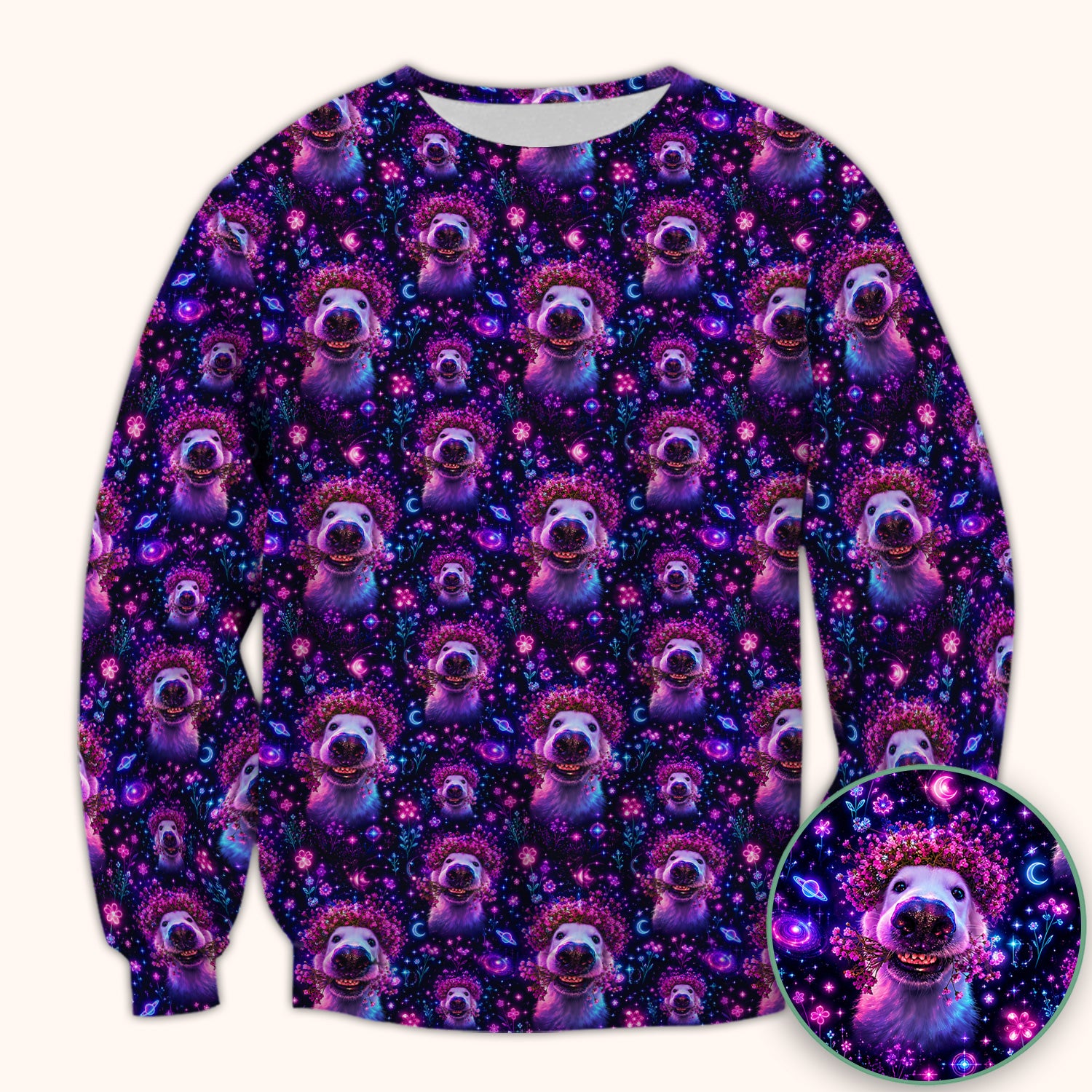 Galaxy Golden Retriever Nurse Scrub Top for RN, CNA, Veterinary Staff, Dog Lover Uniform