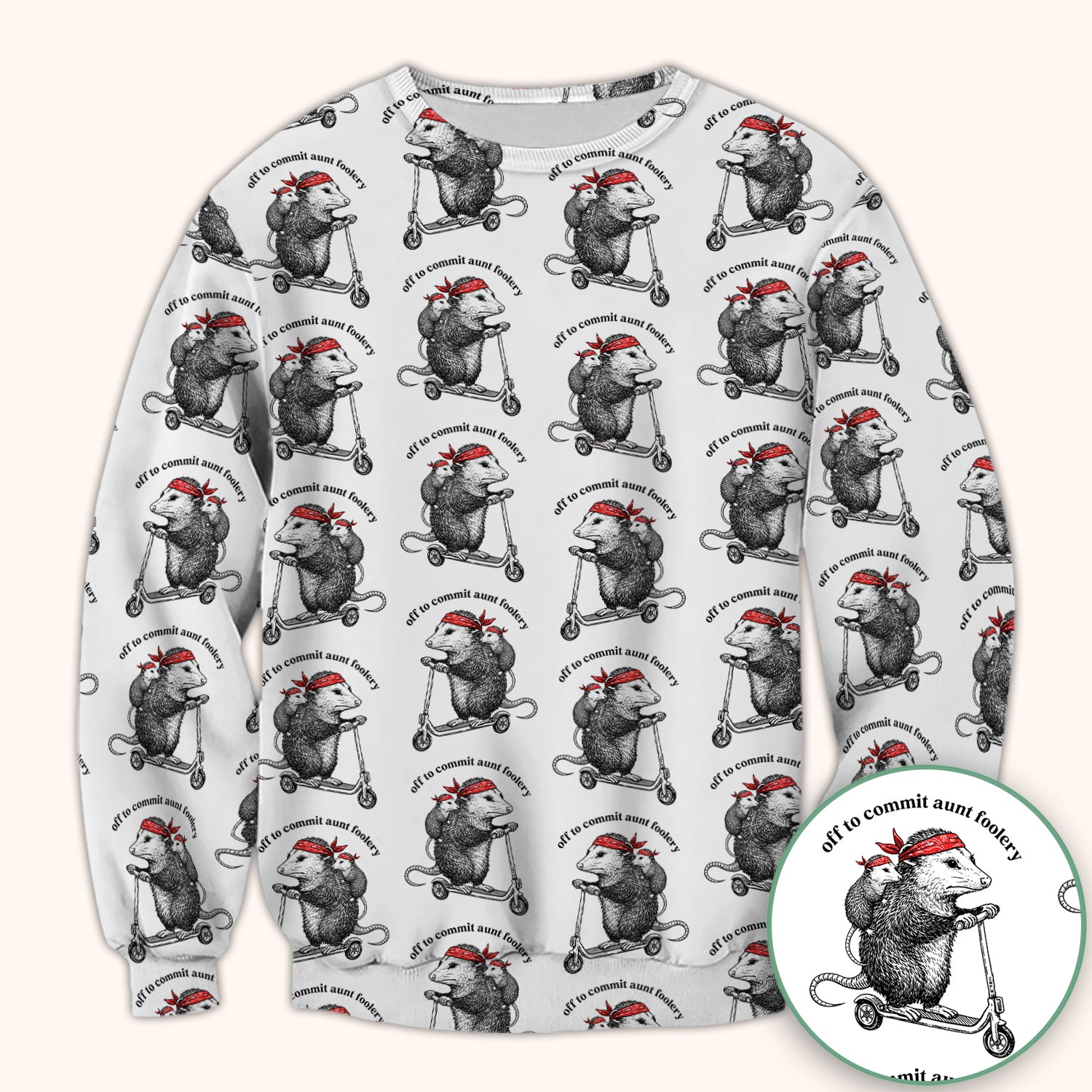 Aunt Foolery Opossum Pattern Scrub Top, Comfortable Scrubs for Nurses