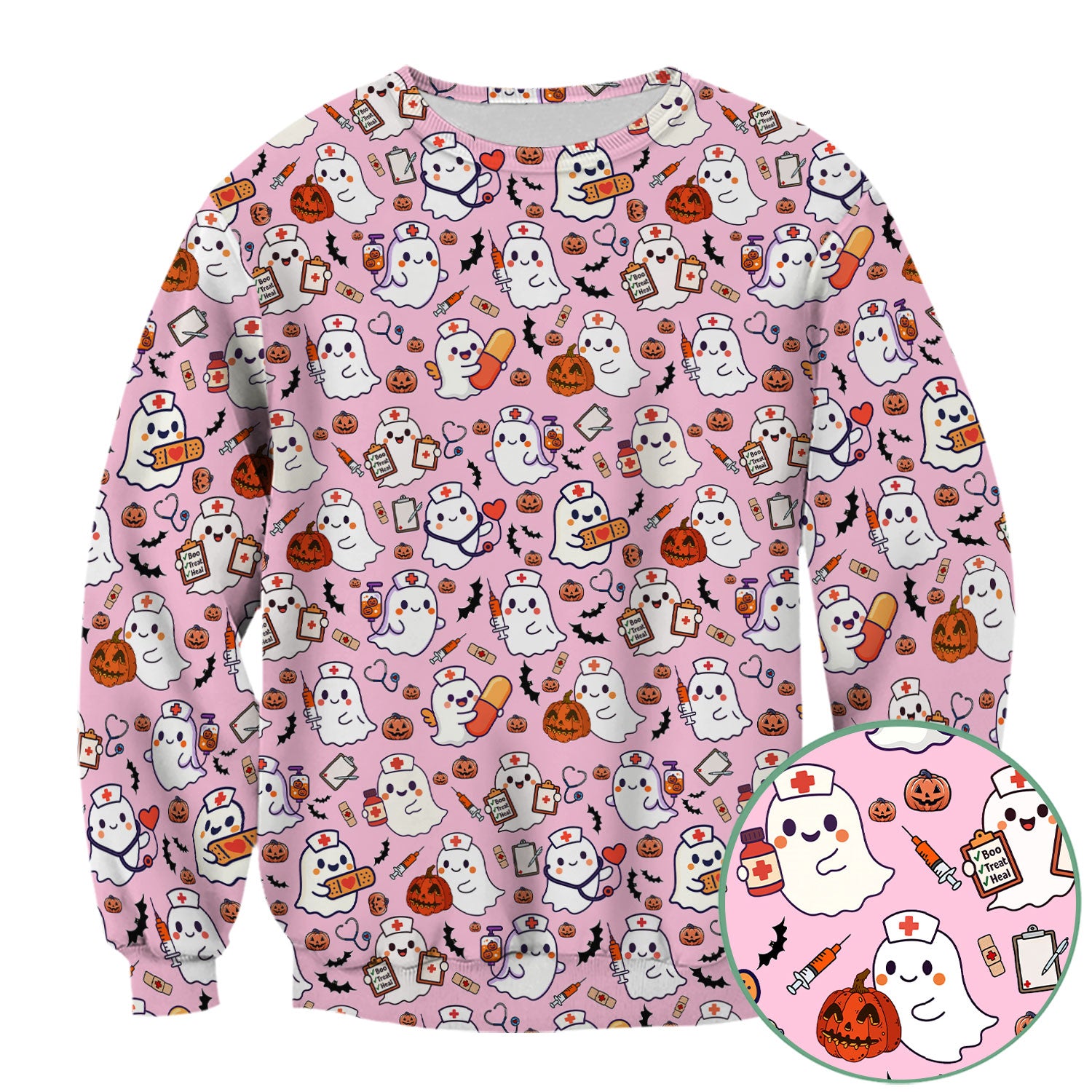 Boo Halloween Scrub Top - Pumpkin Shirt Womens - Comfortable Scrubs for Nurses - Breathable Fabrics Nursing Uniform