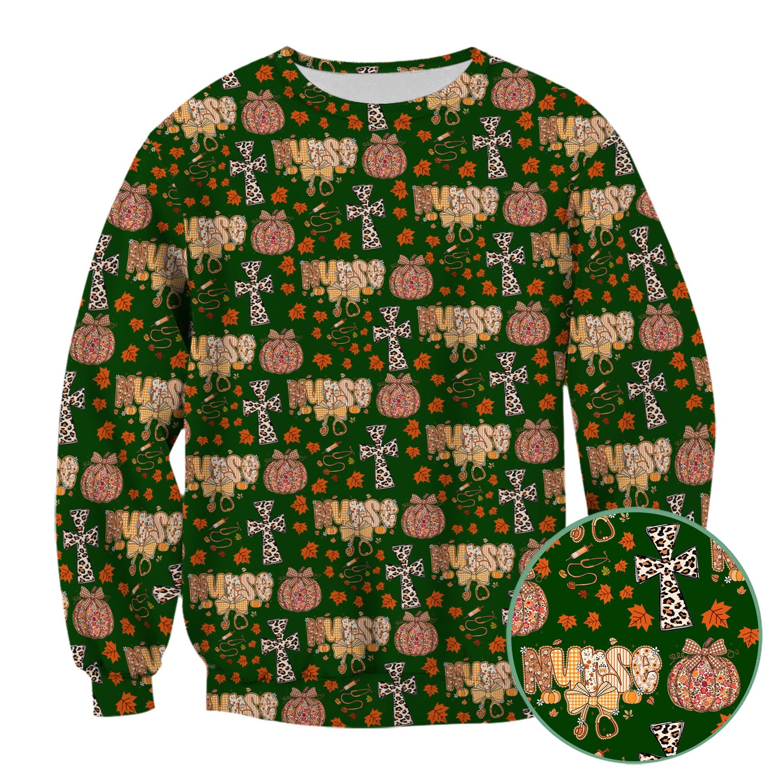 Floral Pumpkin Scrub Top for Women - Coquette Bow Thanksgiving Shirt - Comfortable Medical Uniform