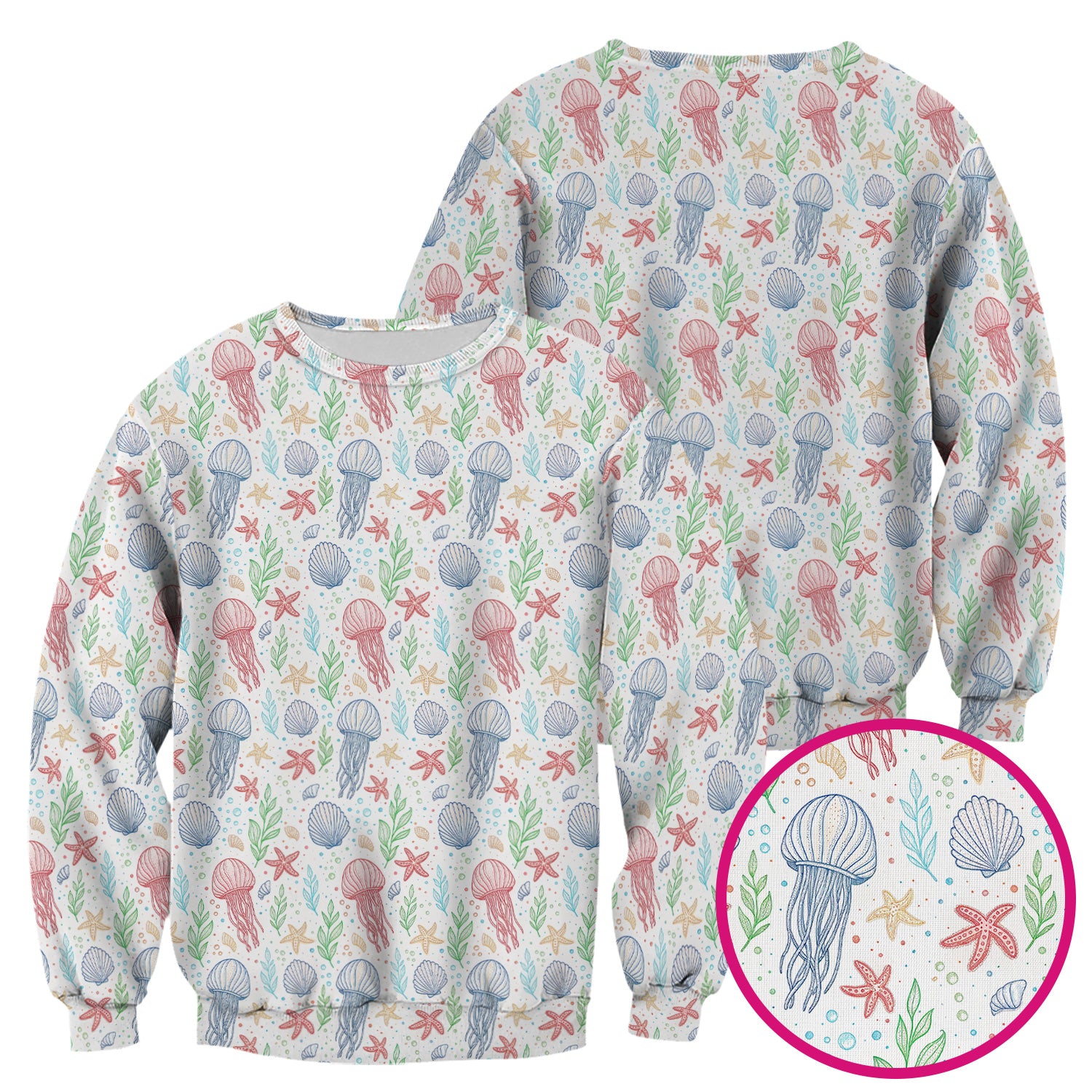 Cute Jellyfish Ocean World Pattern Scrub Top, Comfortable Scrubs for Nurses