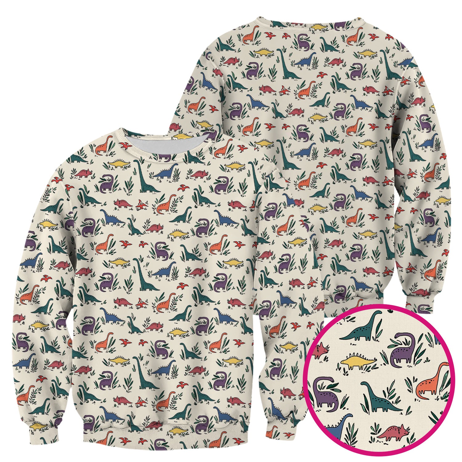 Cute Dinosaur Leafy Garden Pattern Scrub Top, Comfortable Scrubs for Nurses