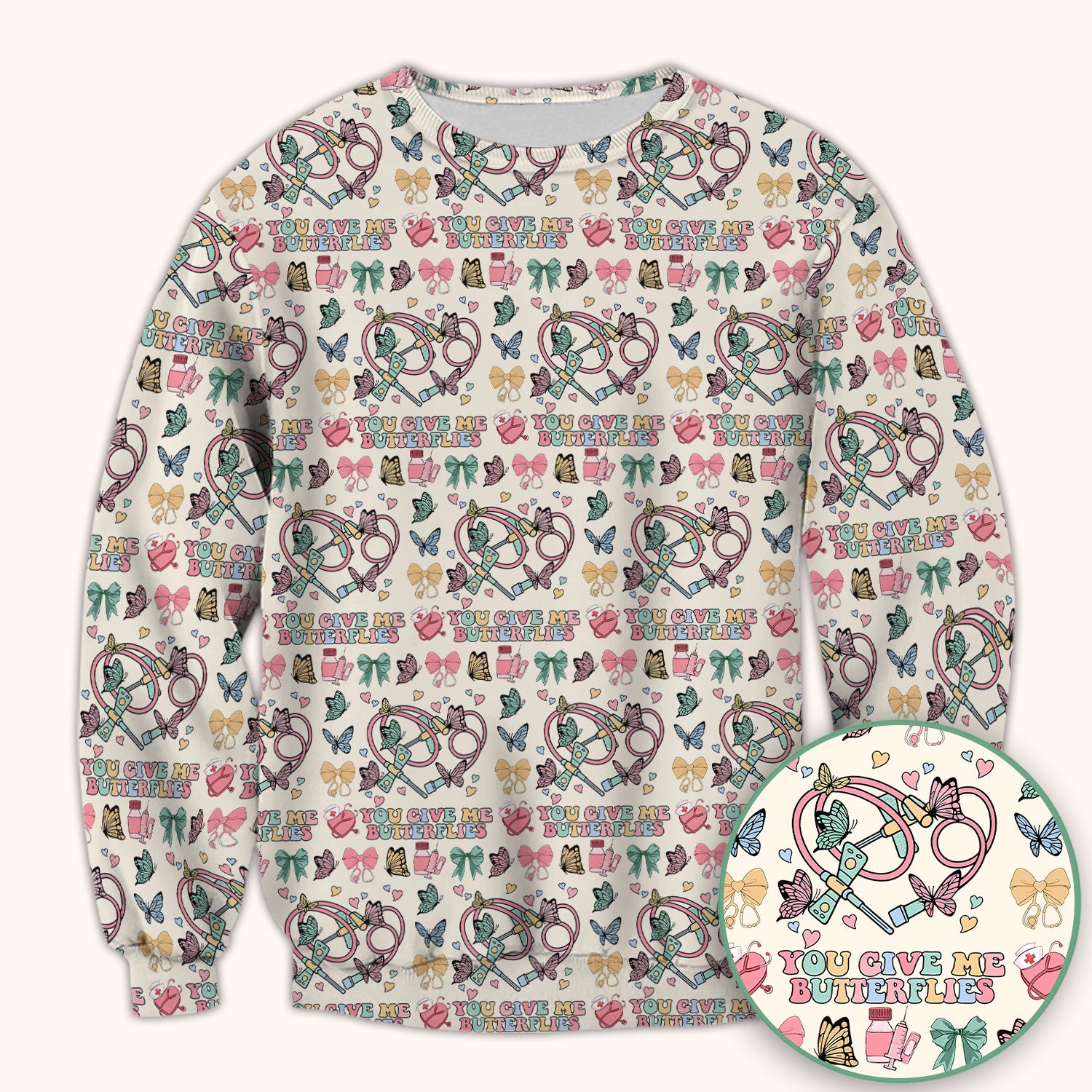 Butterfly Heart Valentine Medical Pattern Scrub Top, Comfortable Scrubs for Nurses